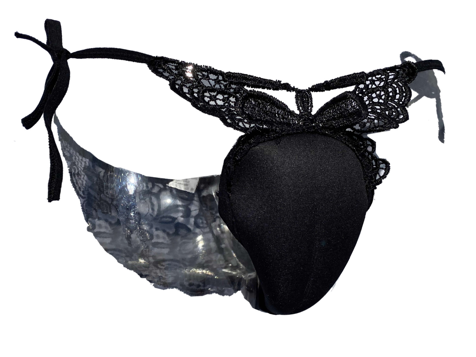 BIMEI Hiding Gaff Brief Sexy Lace Side Tie Underwear Camel Toe for Transgender