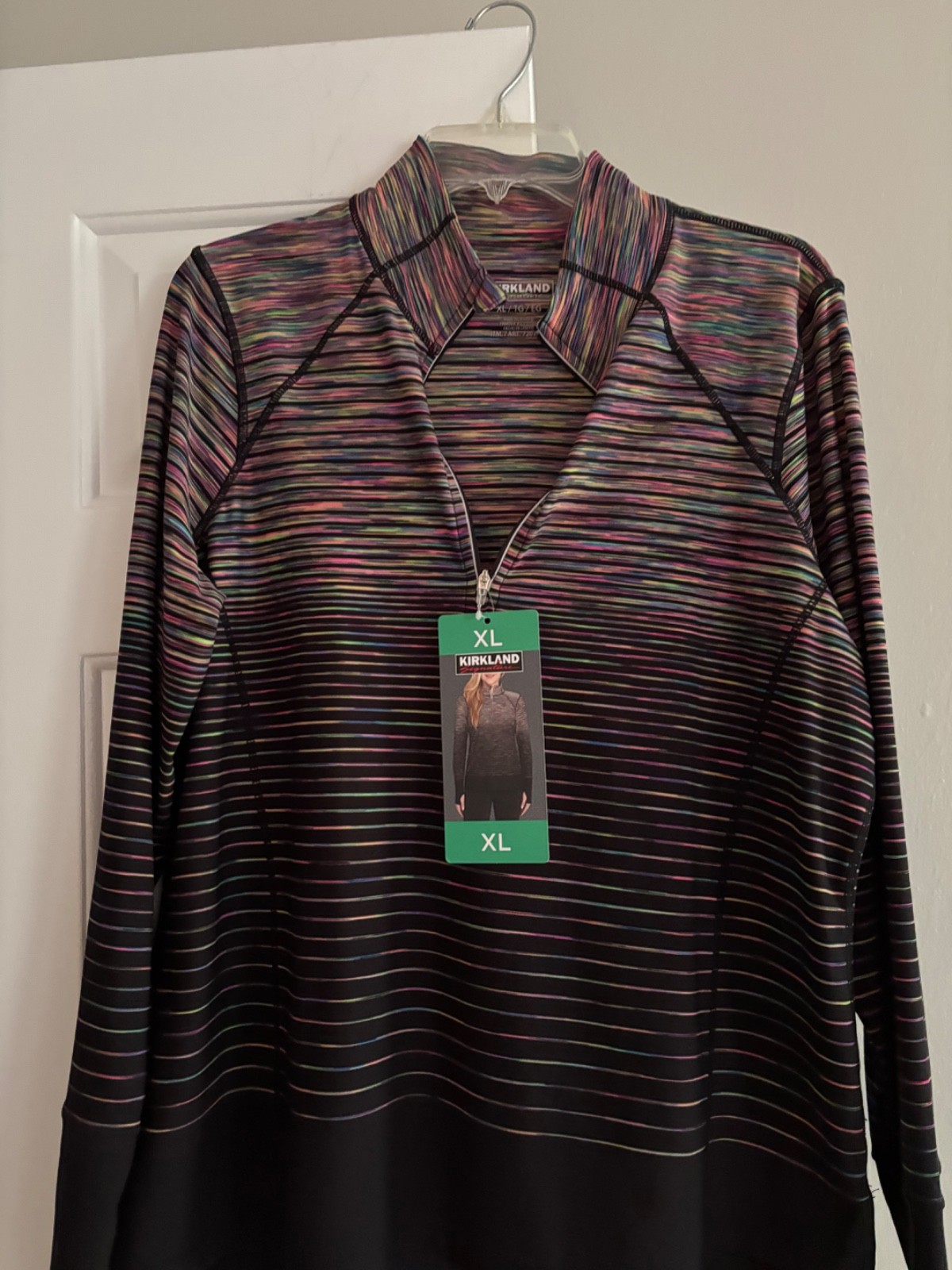 NWT🖤KIRKLAND Signature womens  Quarter Zip top XL black/multi