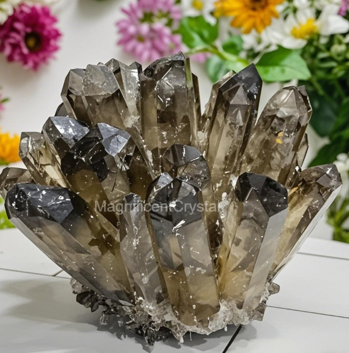 2026Rare 300G+Raw Smoky Quartz Crystal Cluster Natural Rough Geode Reiki Decor