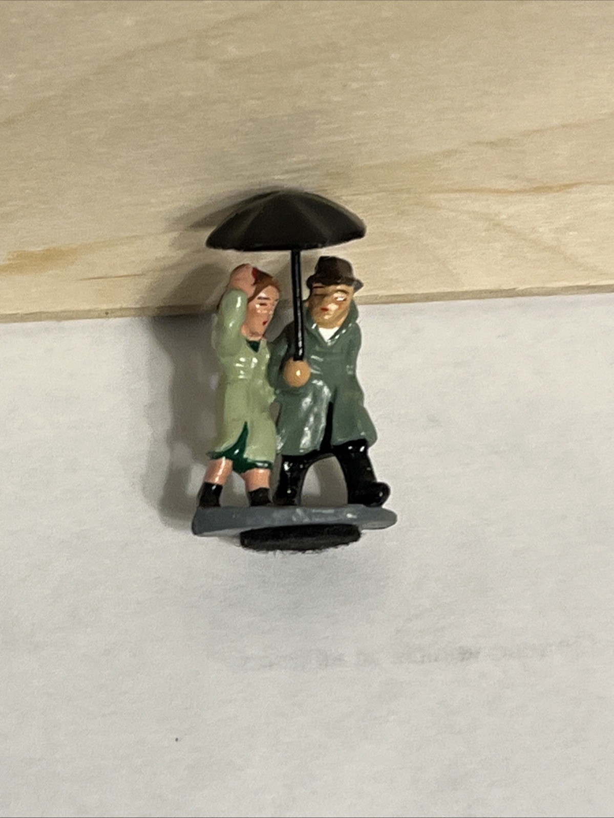 J Carlton by Gault French Miniature Figurine Man & Woman with Umbrella