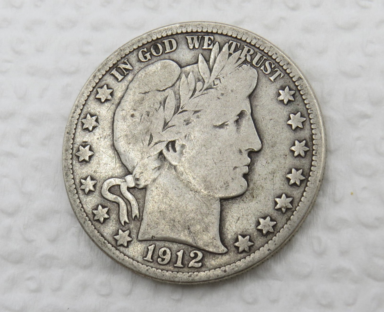 1912 S Barber Half Dollar - Fine - Better Date 90% Silver 50C US Coin 1912 S Barber Half Dollar - Fine - Better Date 90% Silver 50C US Coin