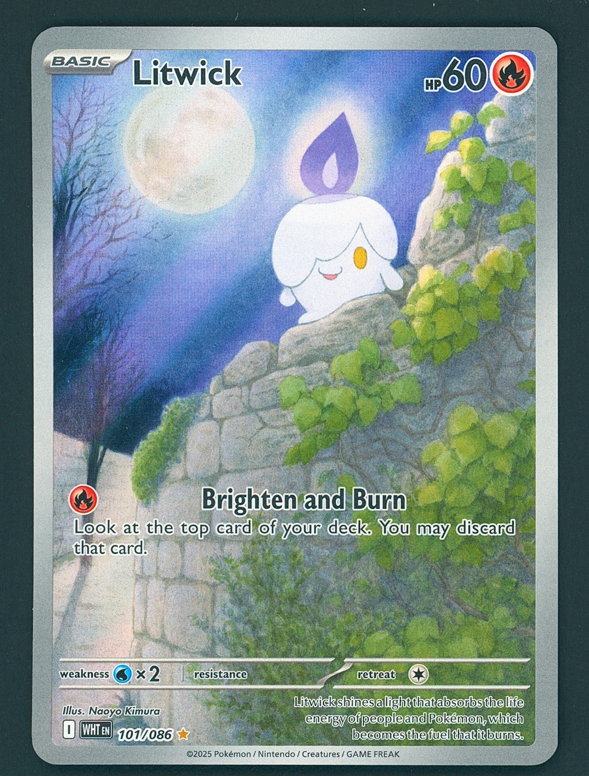 2025 Pokémon Company Litwick 101/086 Sv: White Flare IR Holo English 2025 Pokémon Company Litwick 101/086 Sv: White Flare IR Holo English