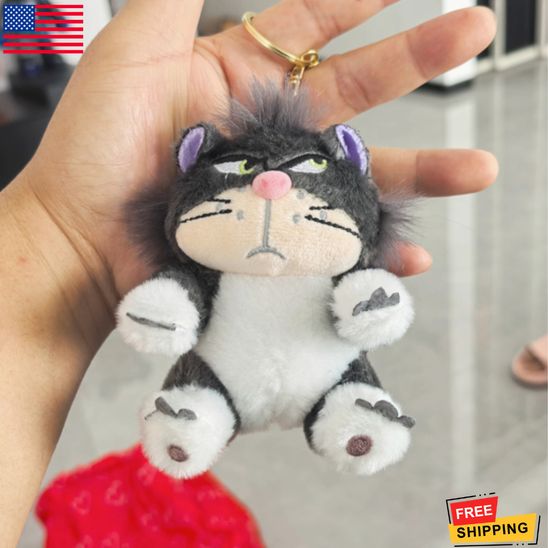Cute Lucifer Cat Disney Keychain Anime Plushie Soft Doll Birthday Gift Bag Penda
