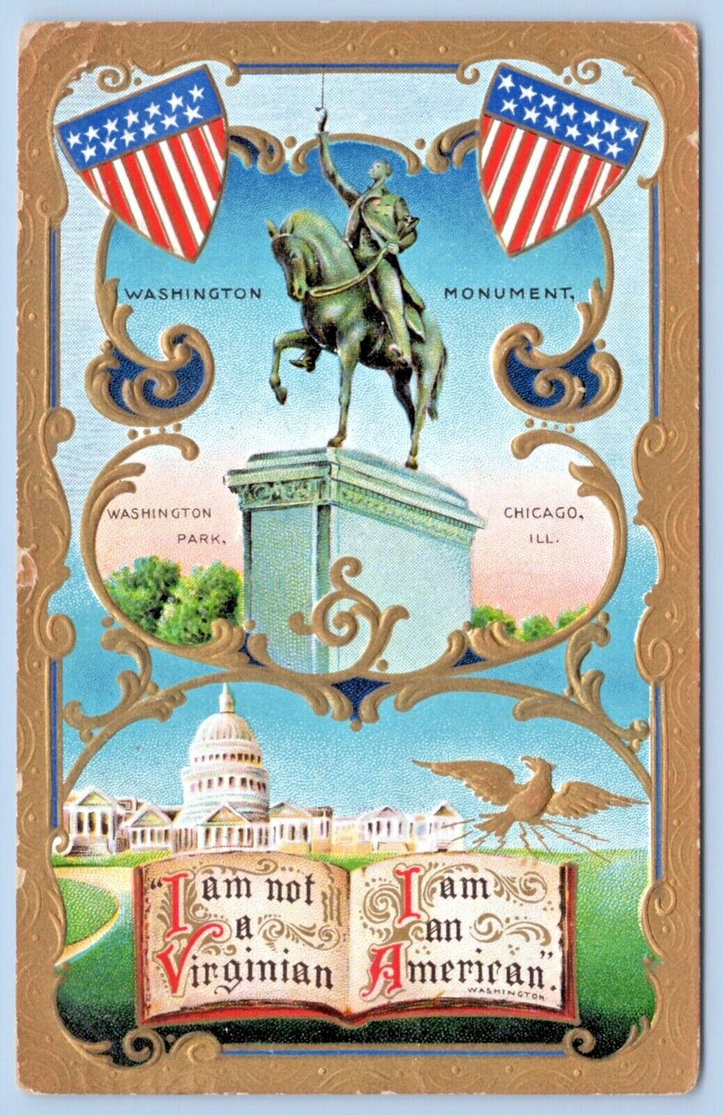 Postcard c1914 Washington Monument I Am An American List # C15
