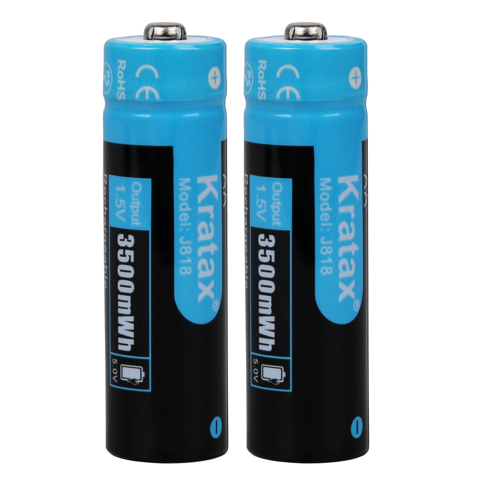 1.5V Rechargeable AA Lithium Battery 3500mWh Li-ion Batteries and Charger Lot 