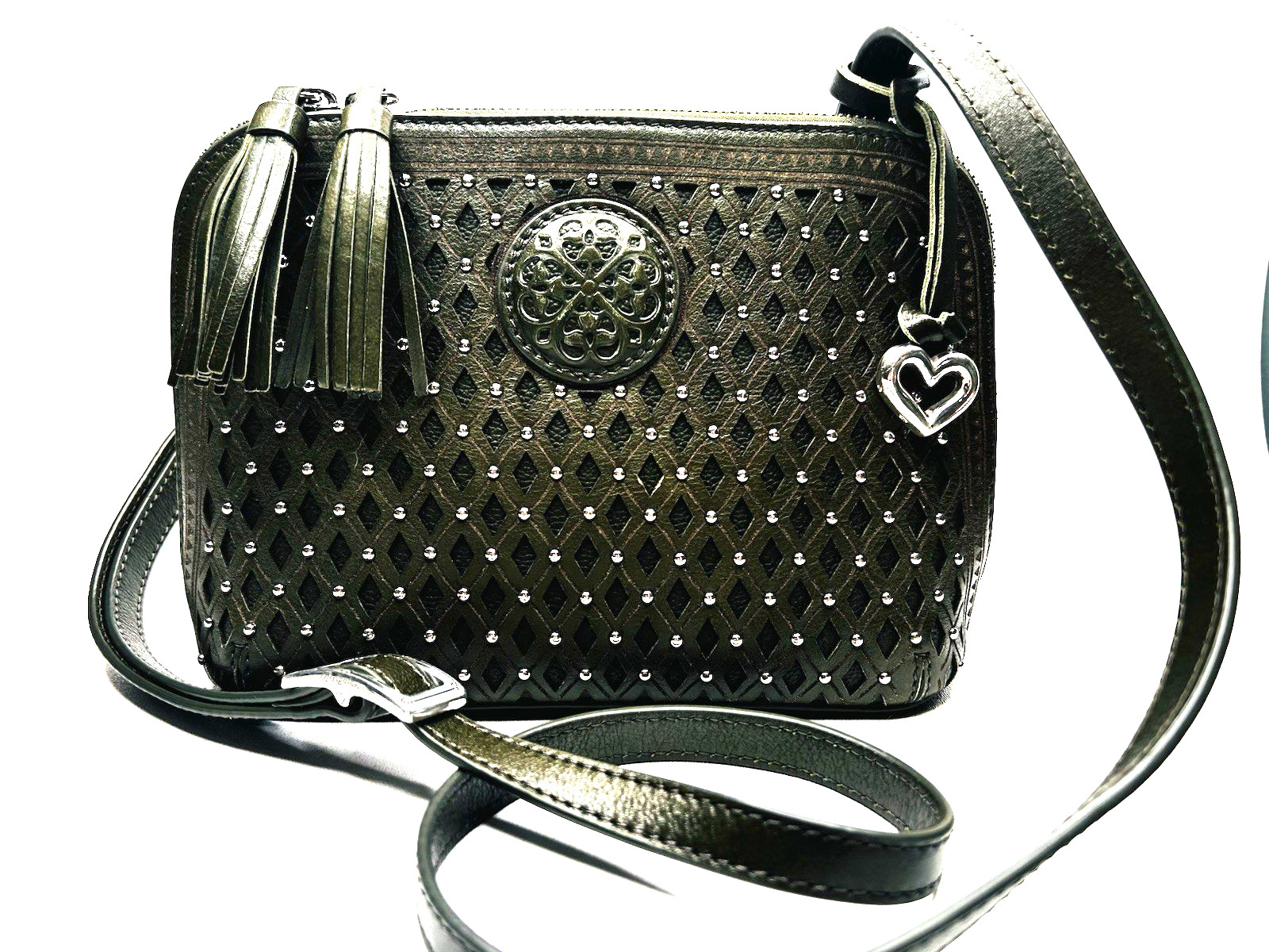 FERRARA La Bellezza by Brighton Lucille Domed Organizer Verde Green Tassel Bag
