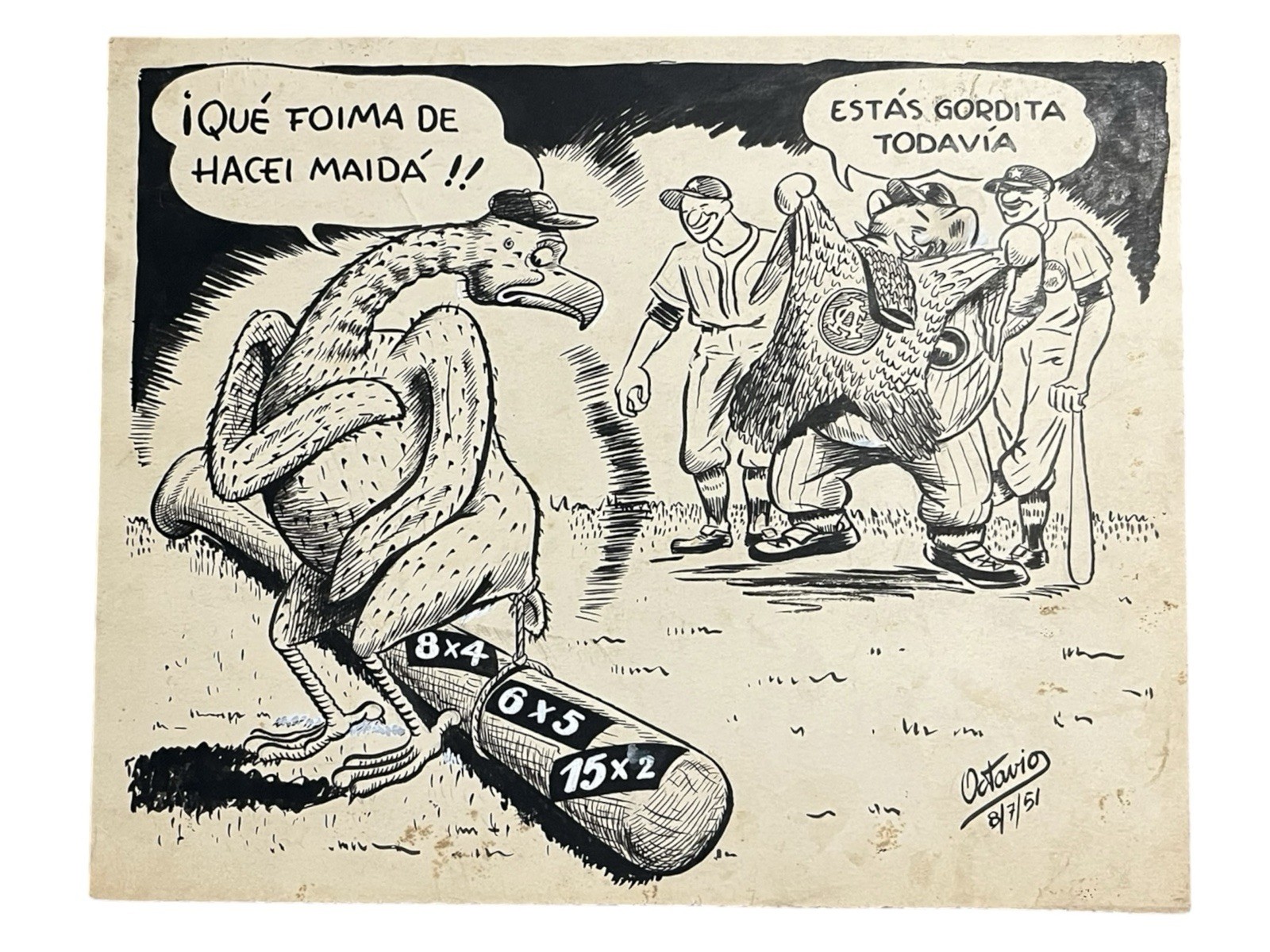 Vtg 1952 Dominican Baseball Estrellas Oriental vs Águilas Cibaeñas Original Art Vtg 1952 Dominican Baseball Estrellas Oriental vs Águilas Cibaeñas Original Art