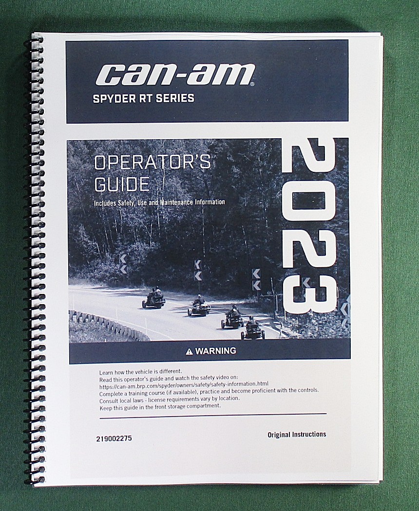 2023 Can-Am Spyder RT Operator\'s Manual With Protective Covers