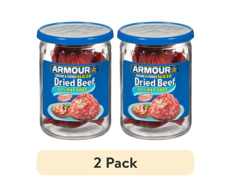 (2 pack) Armour Star Sliced Dried Beef, 9g Protein Per Serving, Canned Meat, 2.2