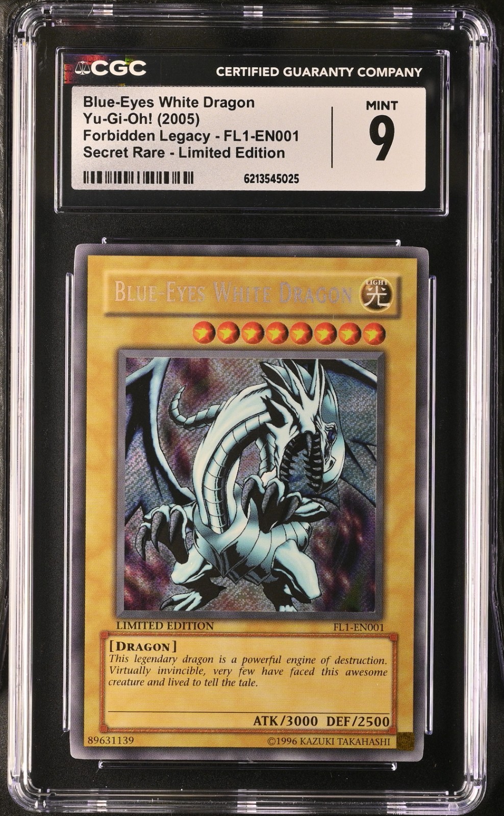 2005 Yu-Gi-Oh Blue-Eyes White Dragon FL1-EN001 Secret Rare Promo CGC 9