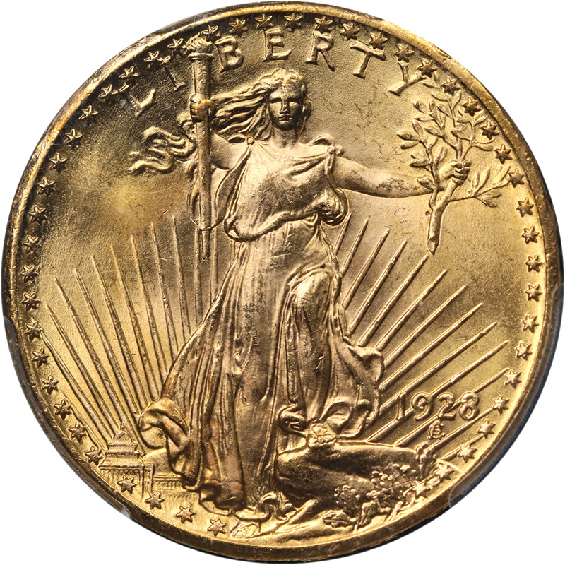 1928 Saint-Gaudens Gold $20 CAC Sticker PCGS MS65+ Blazing Gem Strong Strike