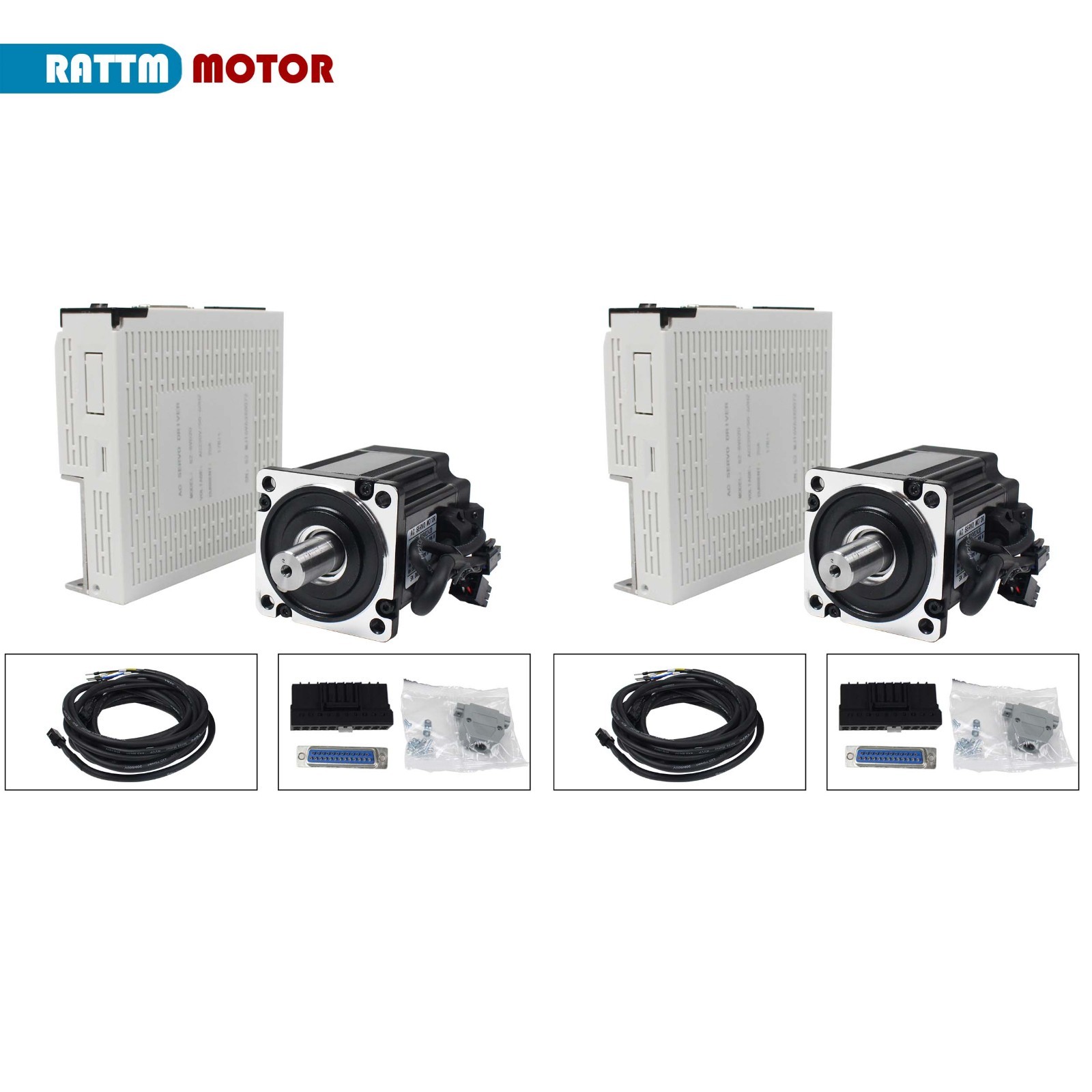 US SHIP】2SET Servo Motor Kit 750W 110V Servo Motor No Brake+Driver Controller