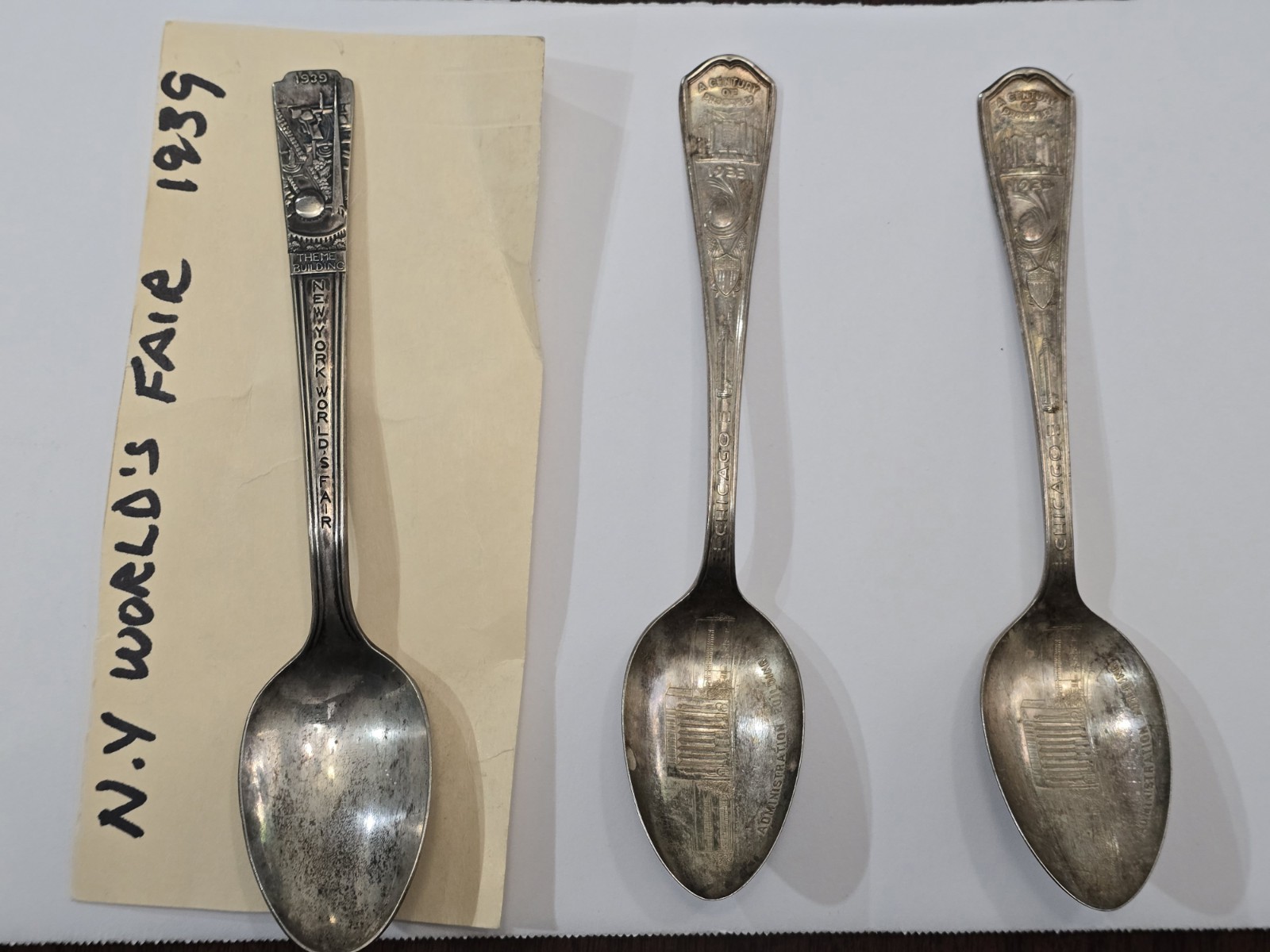 Vintage 1933 Century Of Progress Chicago / 1939 New York Worlds Fair Spoons Vintage 1933 Century Of Progress Chicago / 1939 New York Worlds Fair Spoons