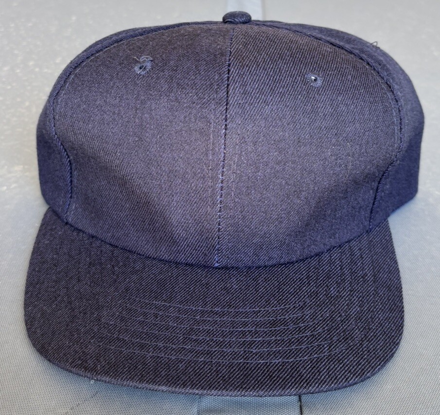 NWOT Vintage 80s 90s Solid Blank Navy Blue Youngan Snapback Hat Cap Wool Blend