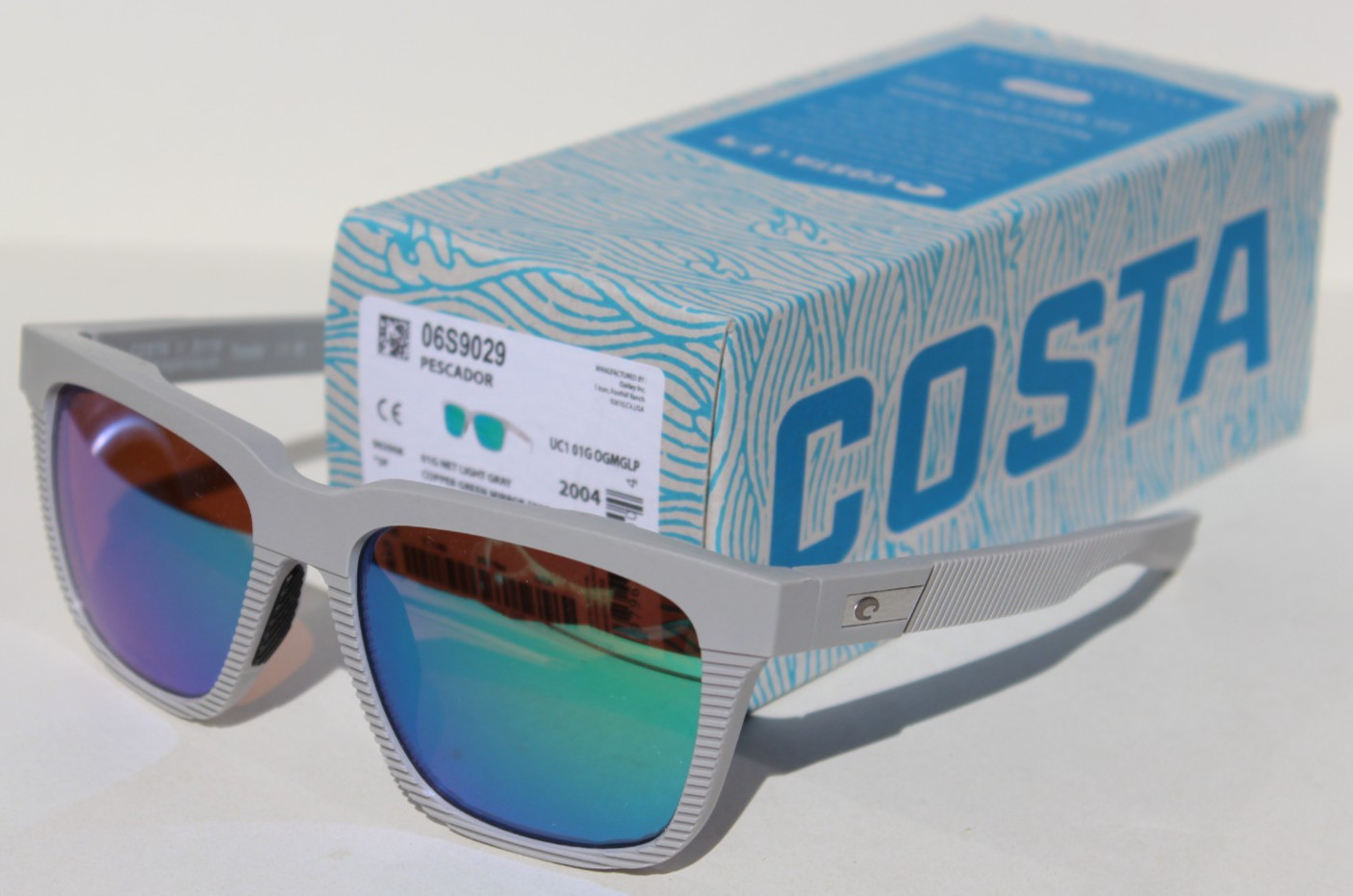 COSTA DEL MAR Pescador 580G POLARIZED Sunglasses Light Net Gray/Green Mirror NEW