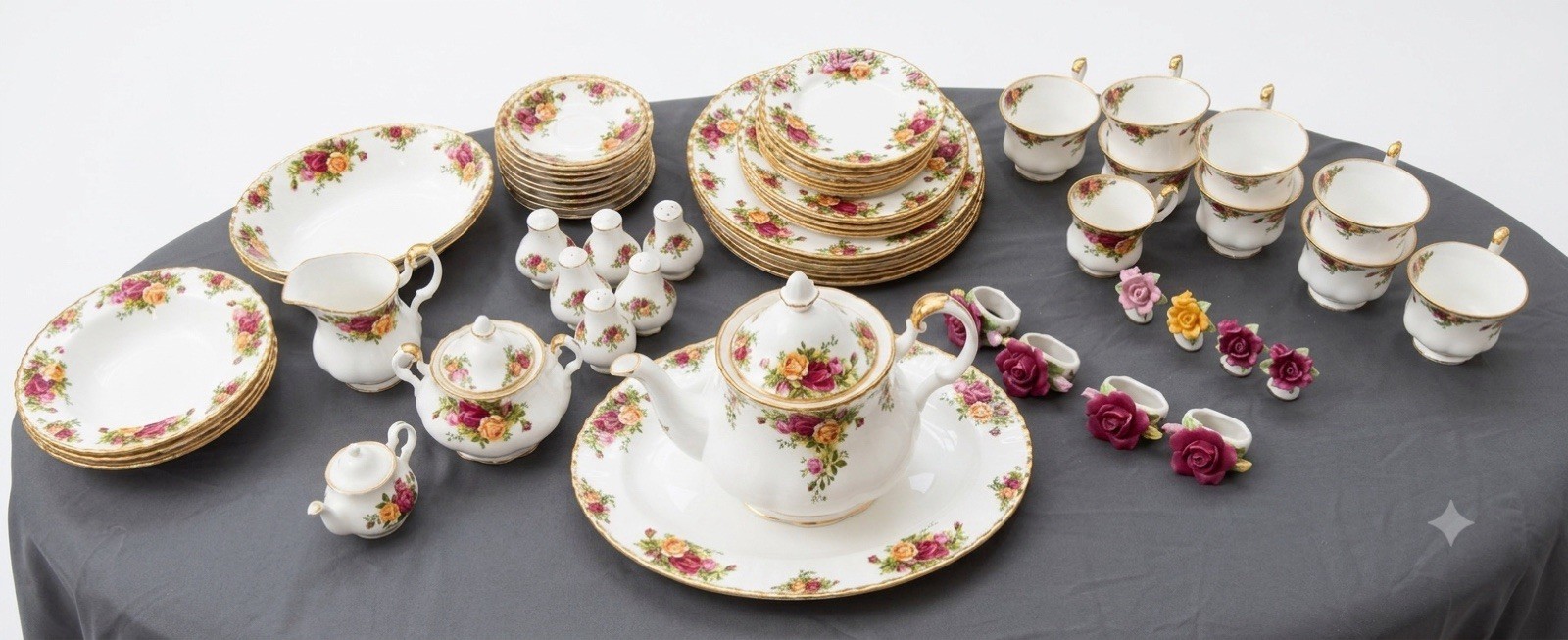 Large Royal Albert ‘Old Country Roses’ Full Set With Teapot 63 Pieces Large Royal Albert ‘Old Country Roses’ Full Set With Teapot 63 Pieces