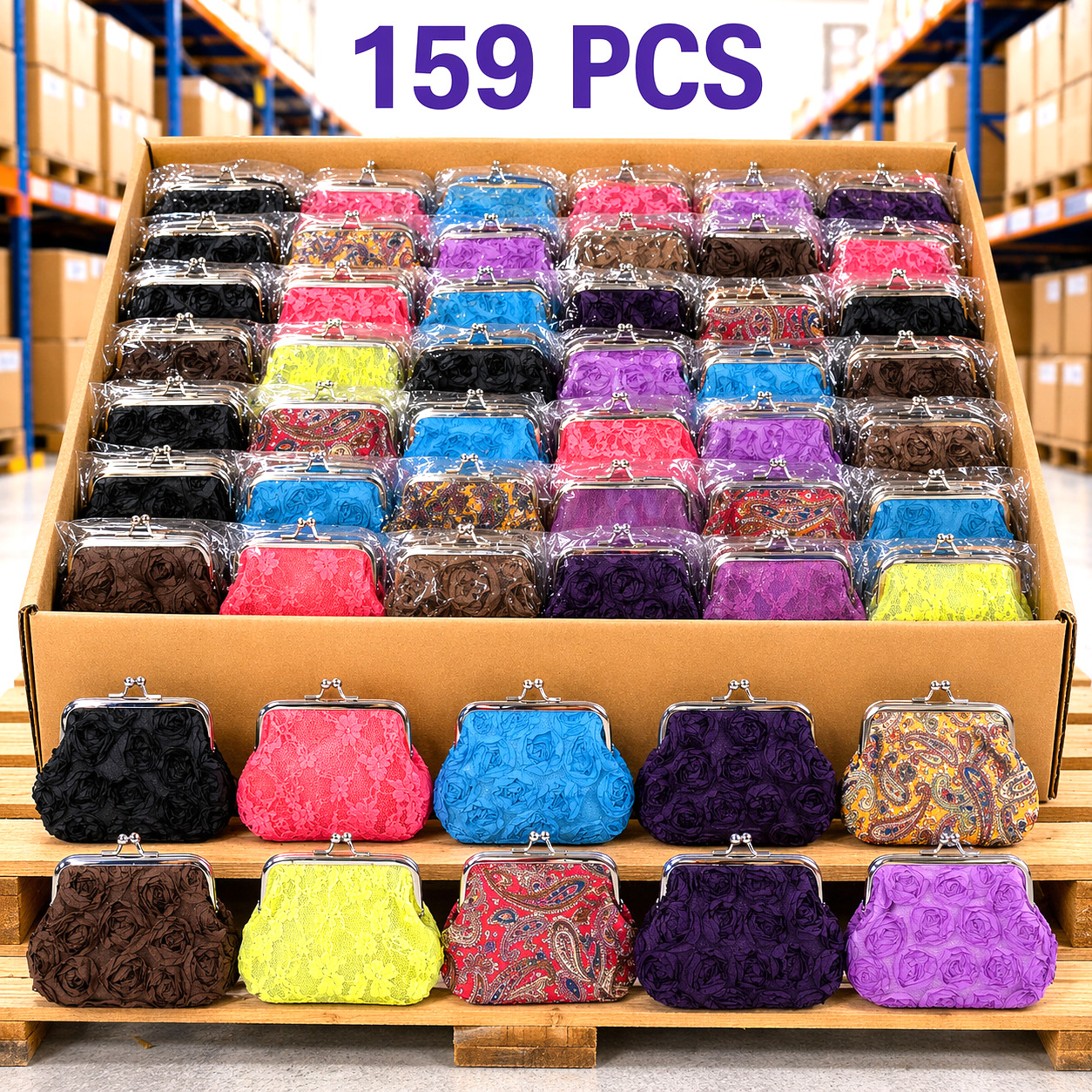 Closeout Wholesale Lot 159 Coin Purses Kiss Clasp Wallets Bag Change Mixed Bulk