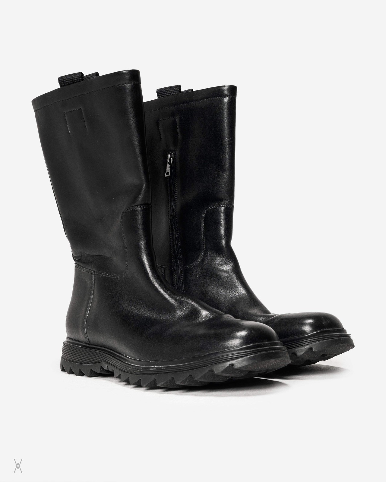 Prada Vintage Lug Sole Mid-Calf Boots Black Mens UK 10 EU 44