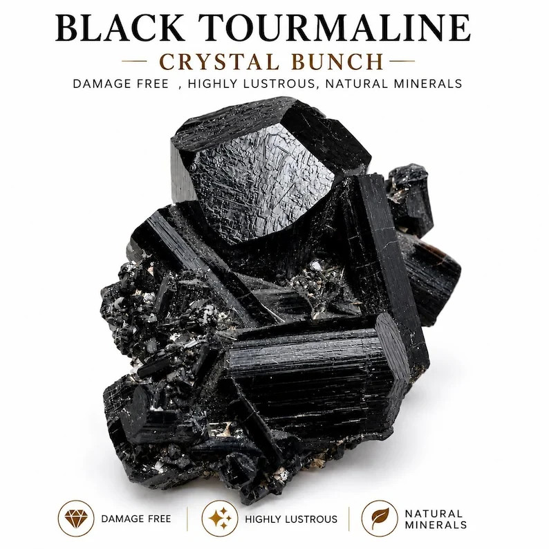 118g Black Tourmaline Crystal Cluster Natural Schorl Collector Specimen 118g Black Tourmaline Crystal Cluster Natural Schorl Collector Specimen