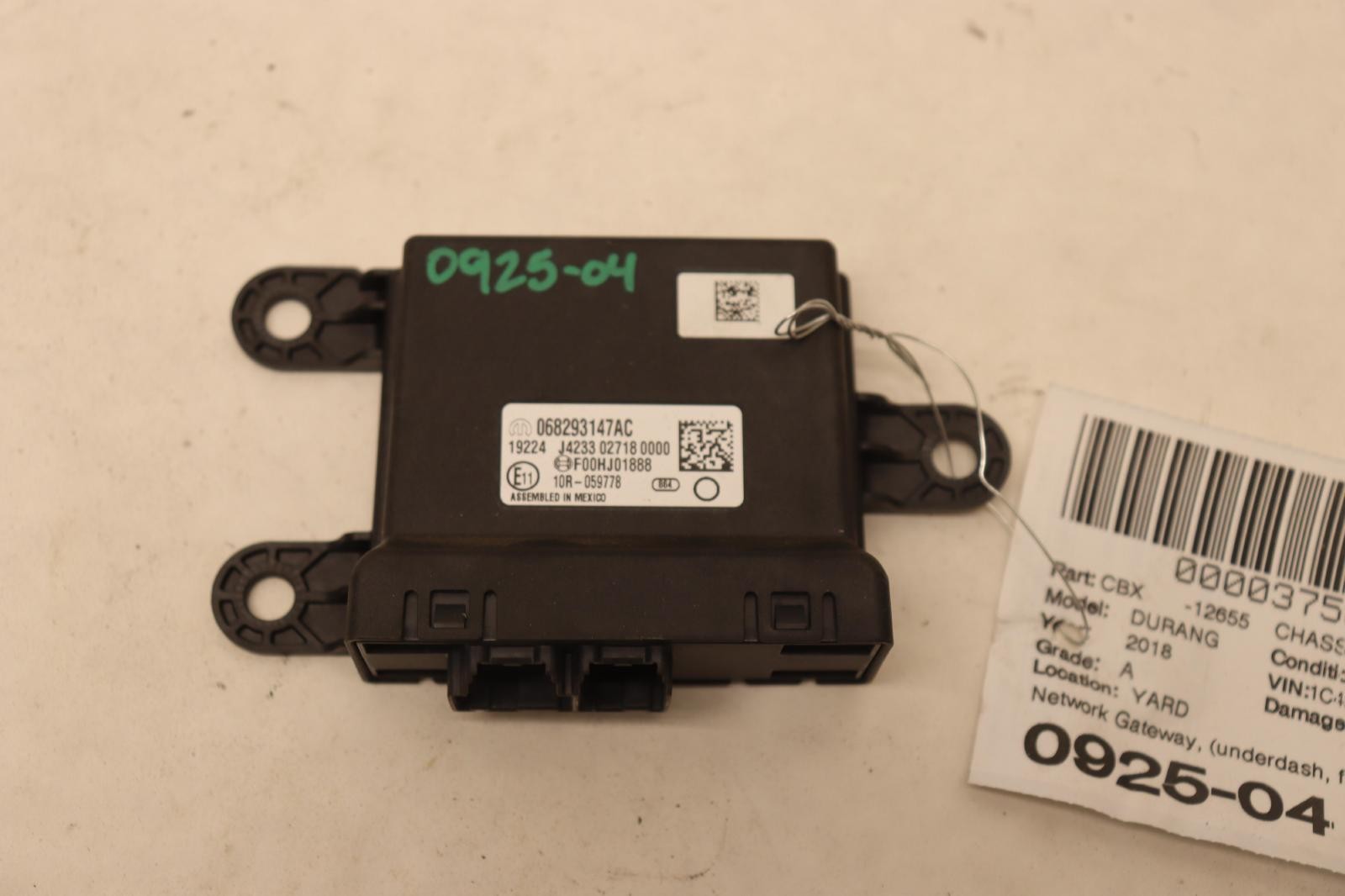 2018-203 DODGE DURANGO NETWORK GATEWAY COMPUTER CONTROL MODULE UNIT OEM