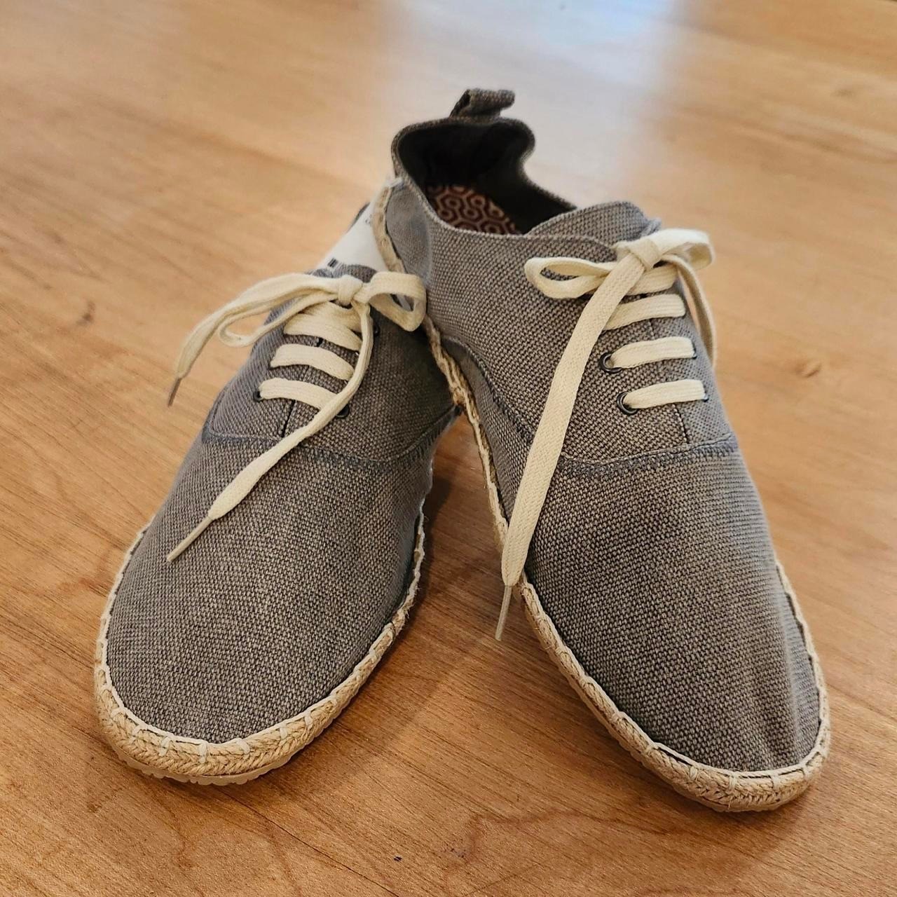 H&M gray linen espadrille lace-up shoes in US 10