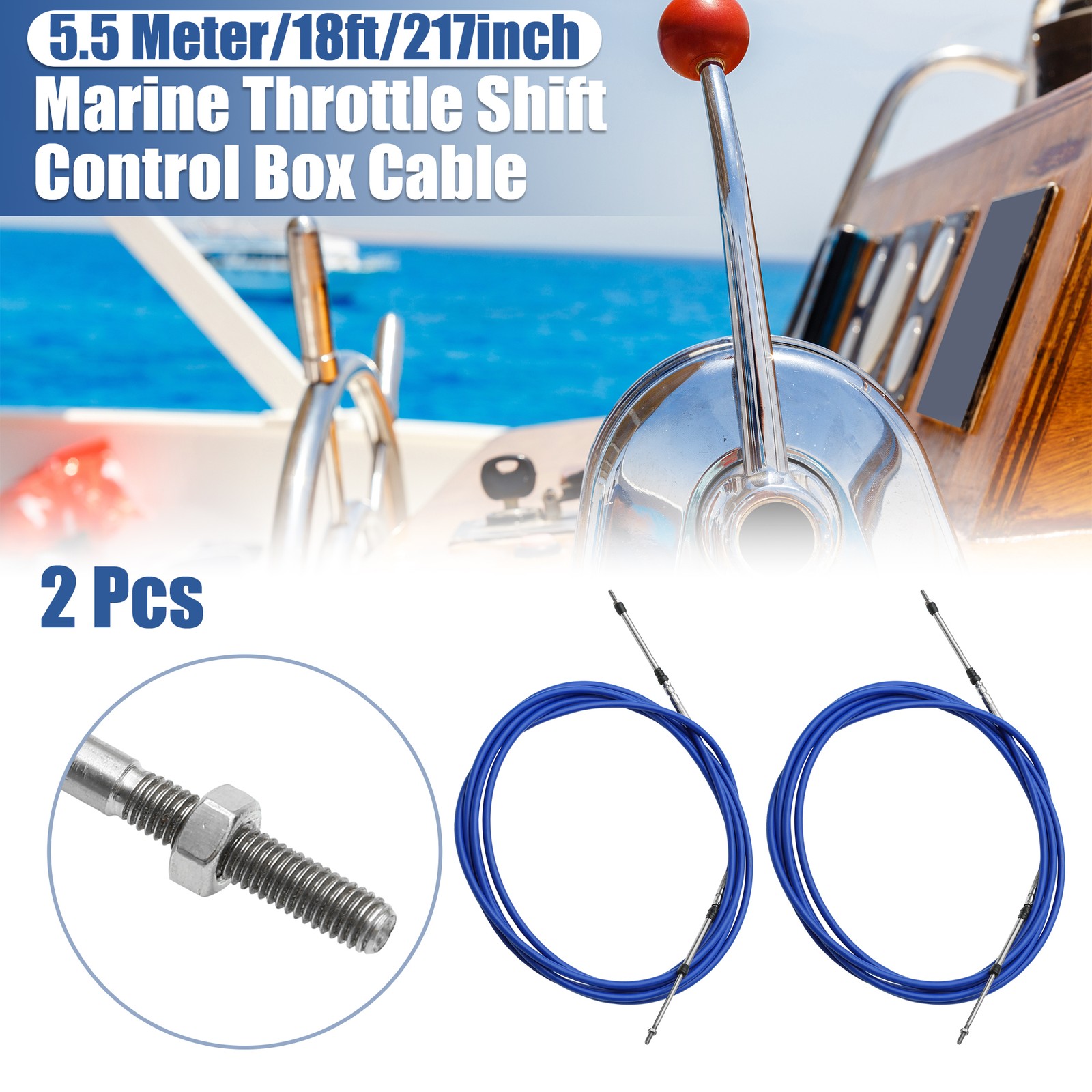 2pcs 18ft 5.5 Meter 217inch Marine Throttle Shift Remote Control Box Cable