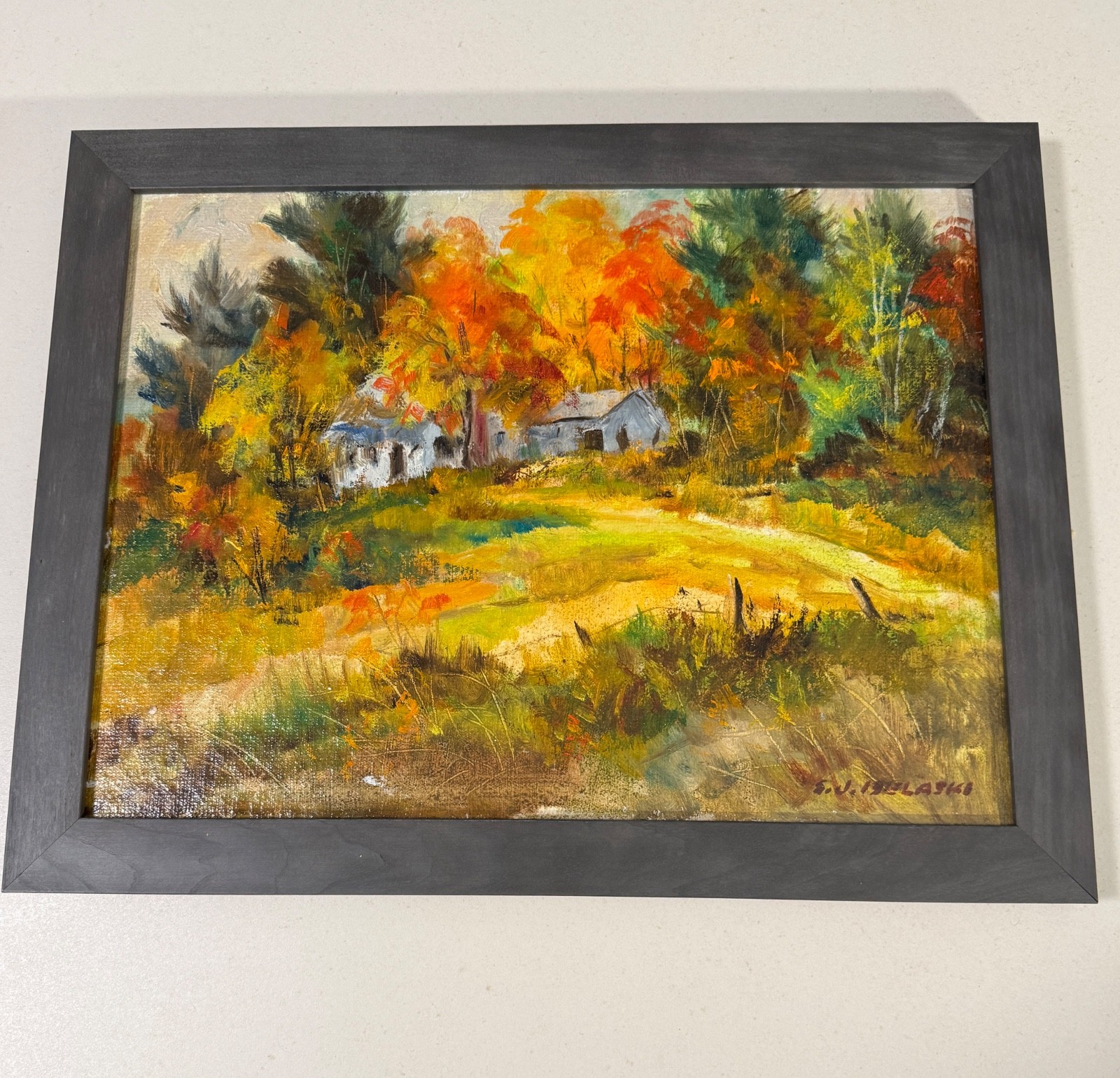 Stephen J Belaski Vermont Fall Farm Landscape Original Oil Painting Signed