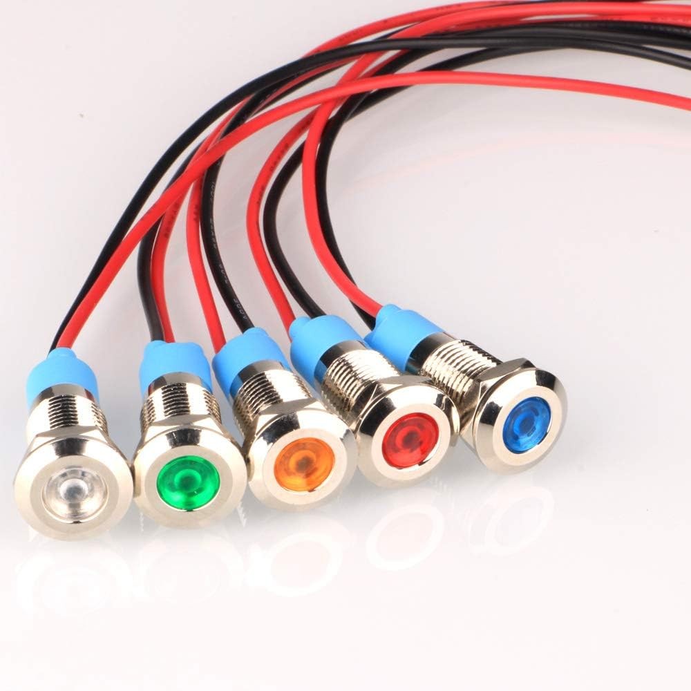 Gebildet 5Pc 8mm LED Metal Indicator Lights 110-220V AC Waterproof Gebildet 5Pc 8mm LED Metal Indicator Lights 110-220V AC Waterproof