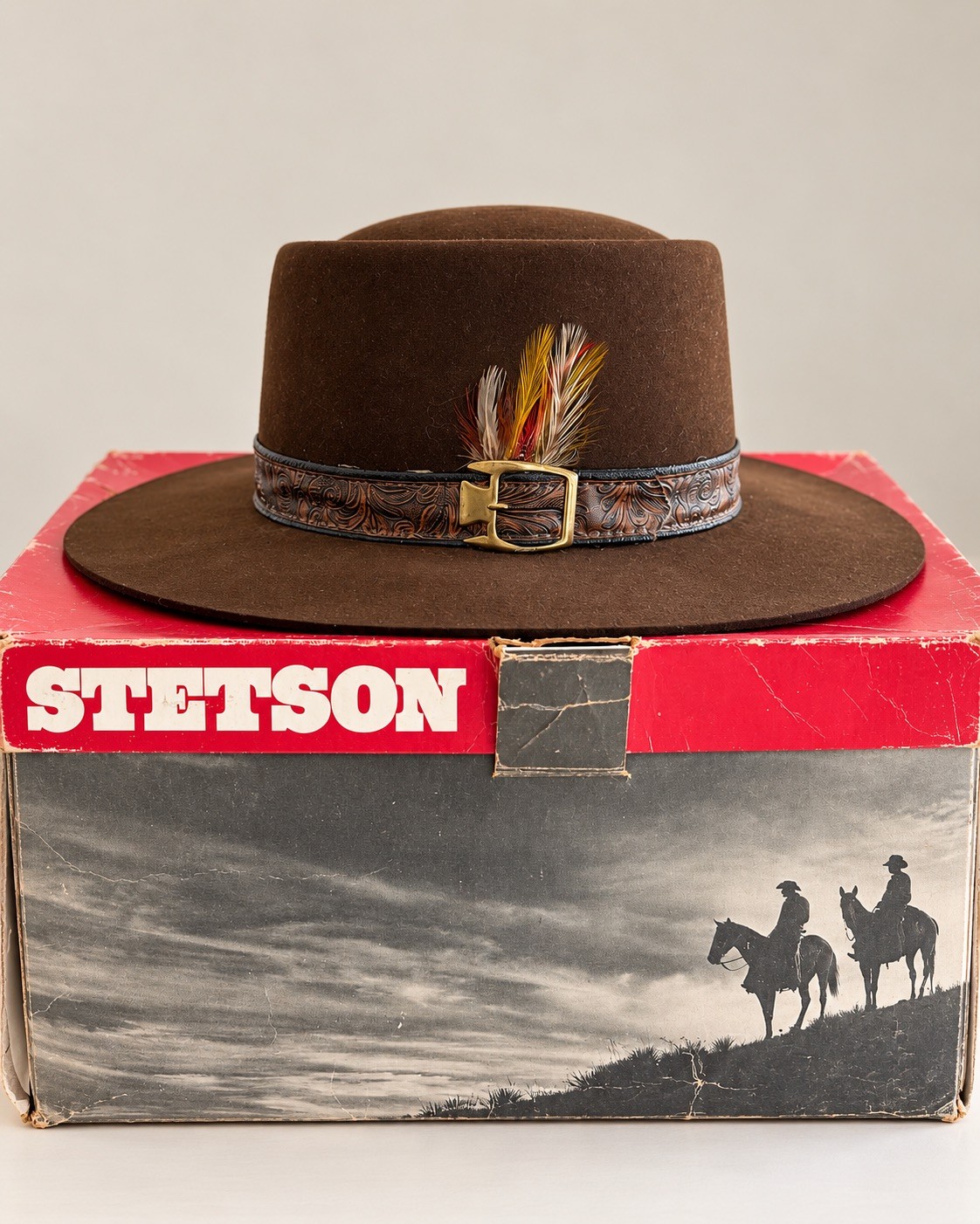 Vintage Stetson XXX 3X Beaver Western Cowboy Hat Brown Felt w/ Original Box Size