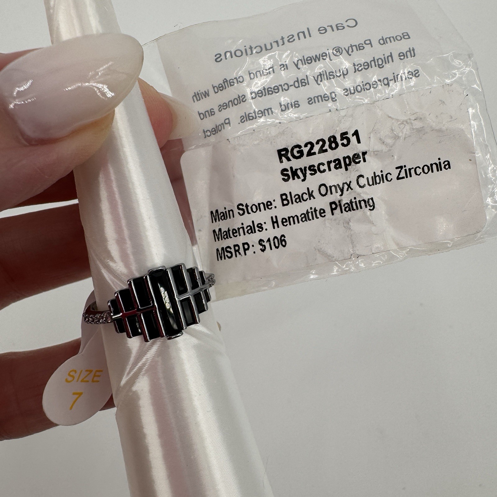 BP Bomb Party OG Ring Size 7 Skyscraper Black Onyz Hematite Plating RG22851