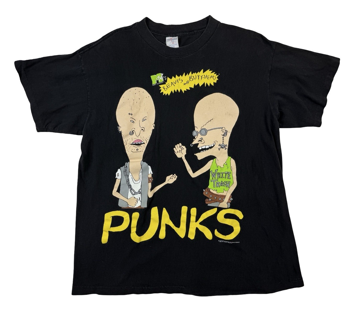 Vtg 1995 Beavis And Butthead Punks T-Shirt Mtv Double Sided Single Stitch XL