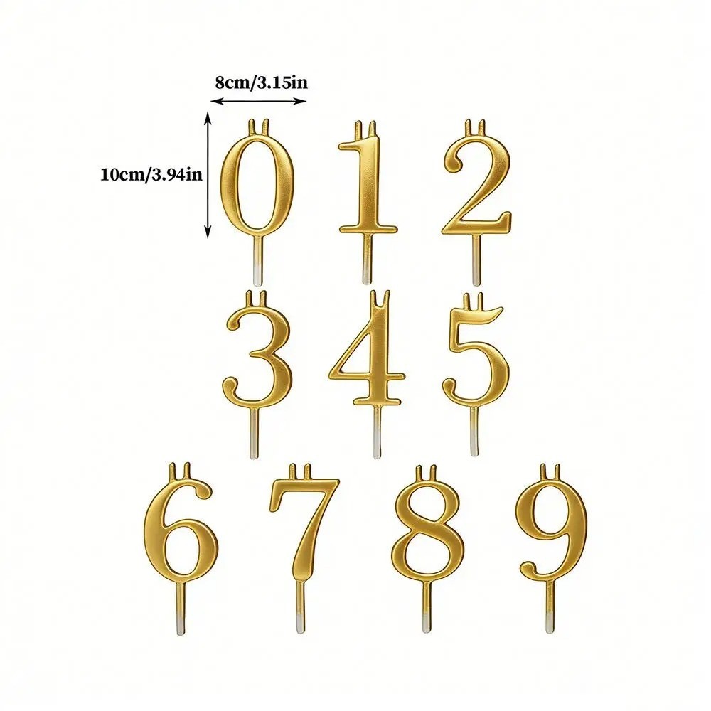 Birthday Candle Holders 0-9 Number Steady Birthday Cake Topper Decorations Metal