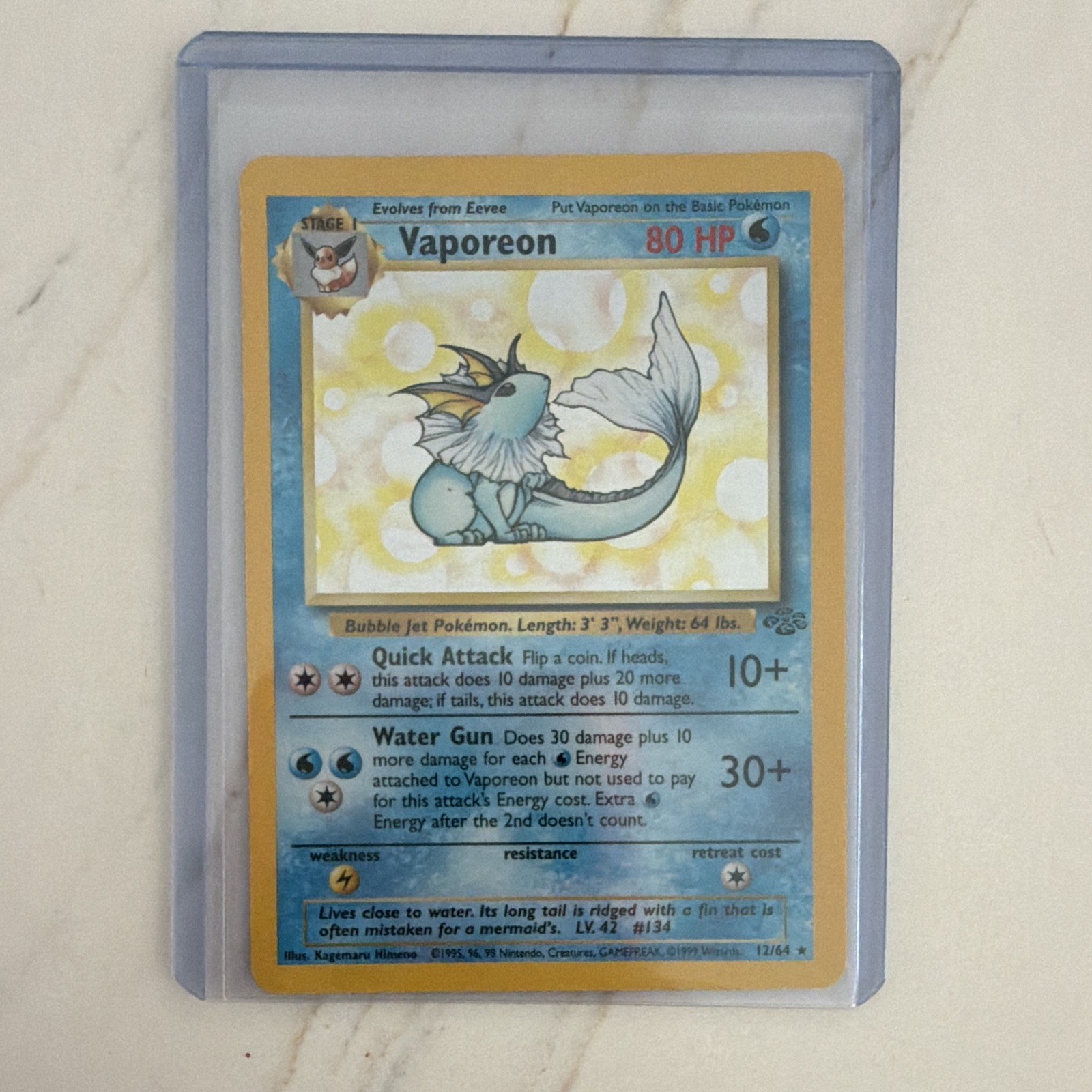Vaporeon 28/64 Jungle Unlimited Rare Pokémon Card Vintage 1999