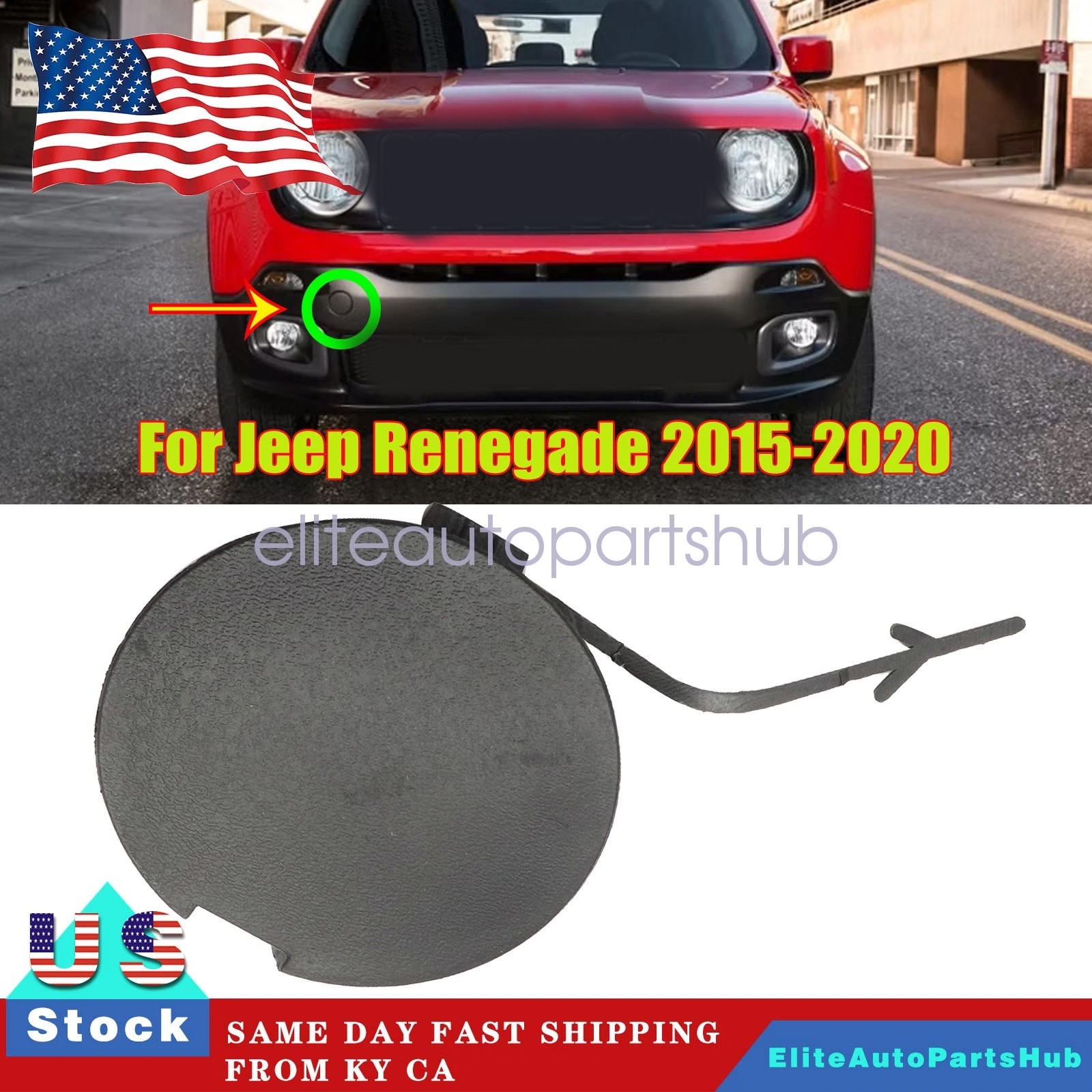 1X Front Bumper Tow Hook Eye Cap Cover Fits Jeep Renegade 2015-2019 5XB38LXHAA