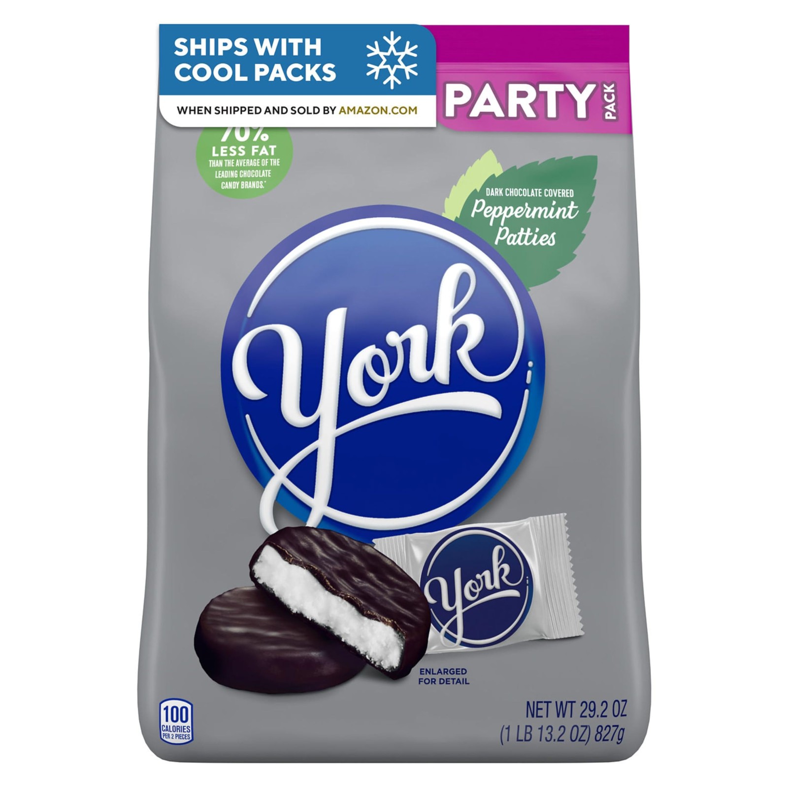 YORK Dark Chocolate Peppermint Patties, Candy Bulk Party Pack, 29.2 oz