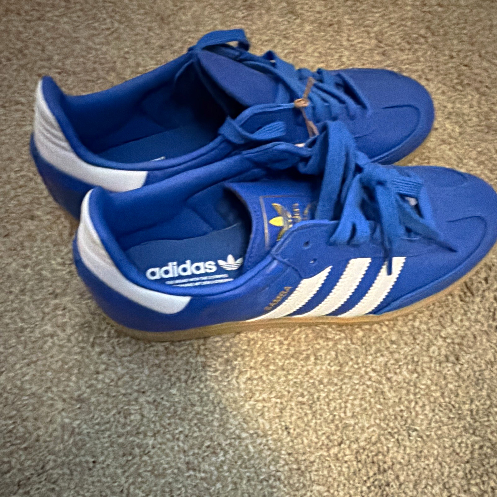 adidas Samba Blue/White Men\'s Low Top Lace Up Rubber Sole Athletic Sneaker adidas Samba Blue/White Men\'s Low Top Lace Up Rubber Sole Athletic Sneaker