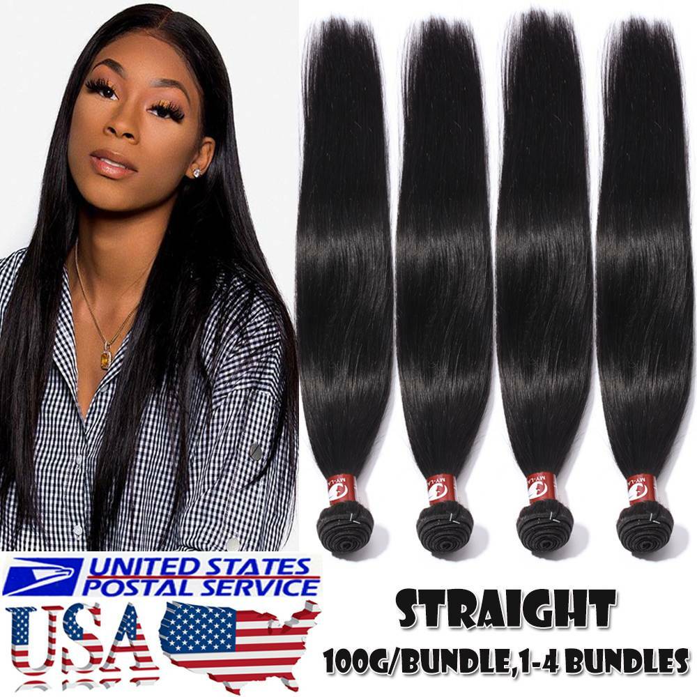 8-30 inch THICK 1-4BUNDLES Brazilian Virgin Human Hair Weave Weft Extensions US