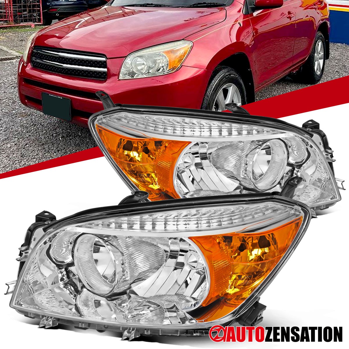 Fit 2006 2007 2008 Toyota RAV4 Headlights Headlamps Assembly Left+Right 06-08 Fit 2006 2007 2008 Toyota RAV4 Headlights Headlamps Assembly Left+Right 06-08
