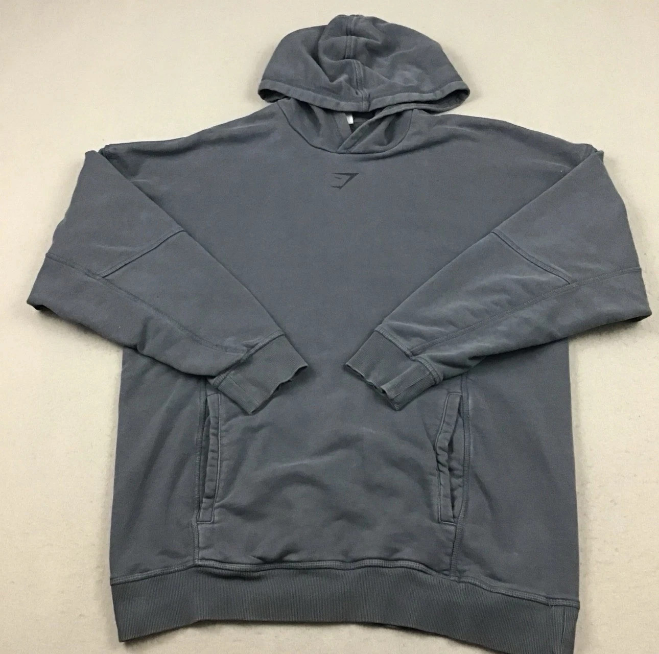 Gymshark Hoodie Men M Medium Gray Heritage Wash Pullover Sweatshirt Lifting Club