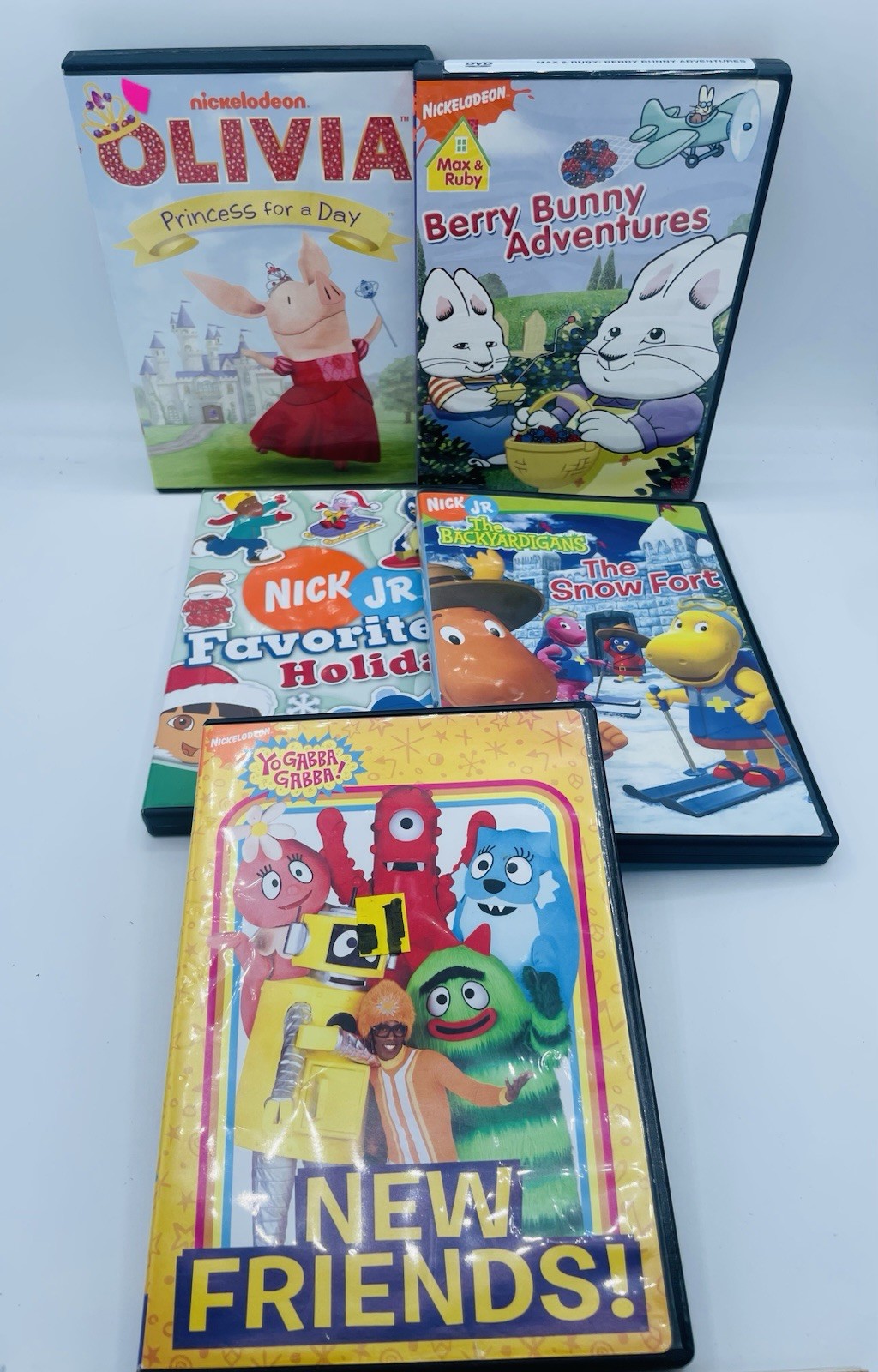 Nick Jr -Nickelodeon 5 DVD Lot-Olivia- Max & Ruby -Yo Gabba Gabba -Backyardigans
