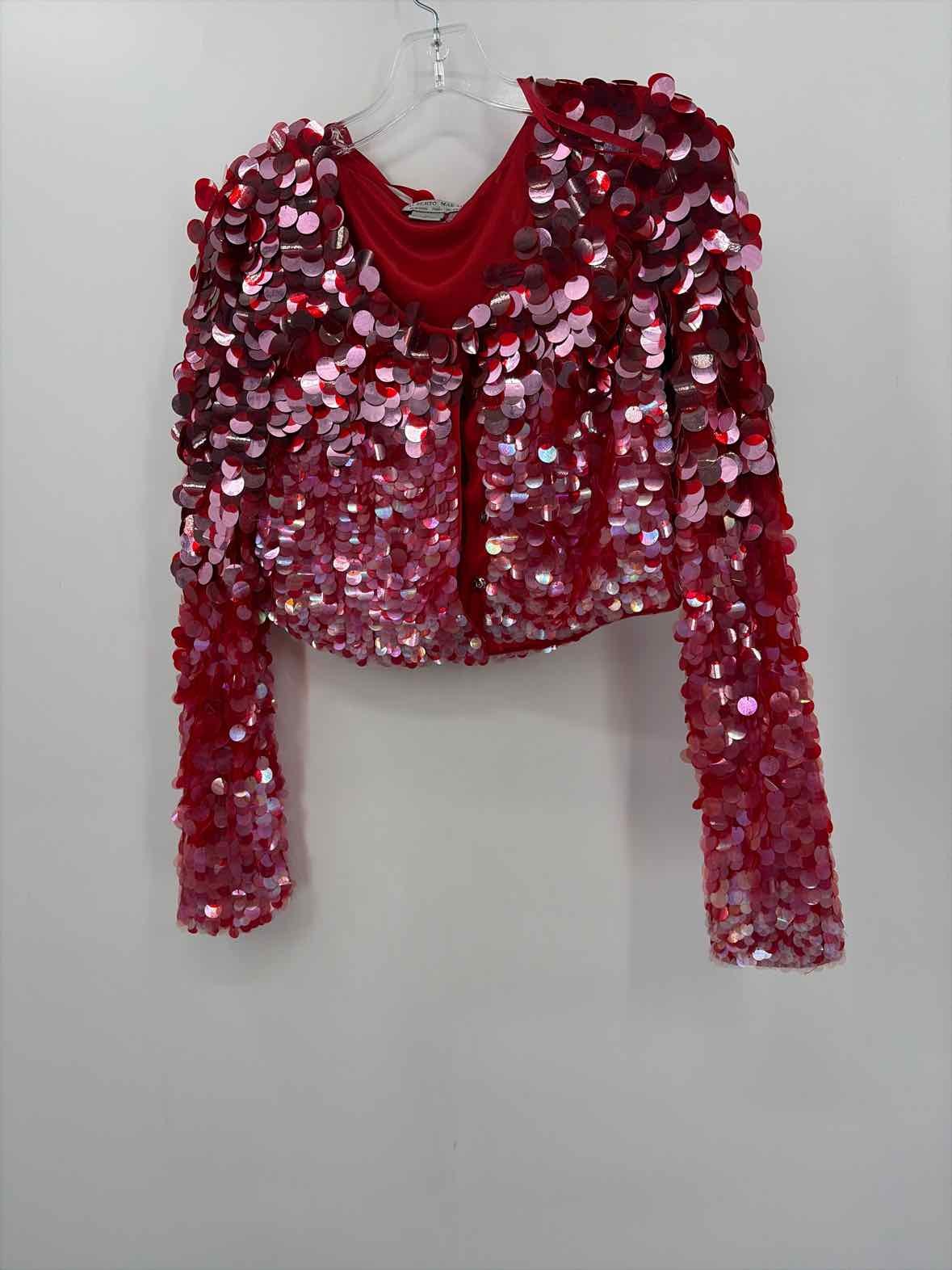 Pre-Owned Alberto Makali Red Size Medium Long Sleeve Blouse Pre-Owned Alberto Makali Red Size Medium Long Sleeve Blouse