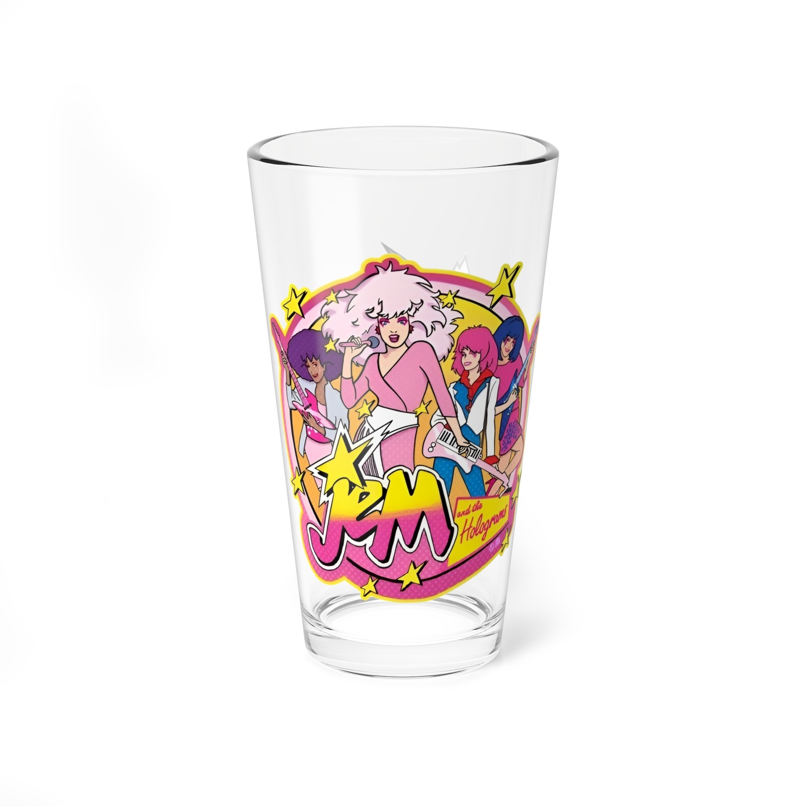 Jem and the Holograms Pint Glass 16oz Truly Outrageous Retro Cartoon Barware