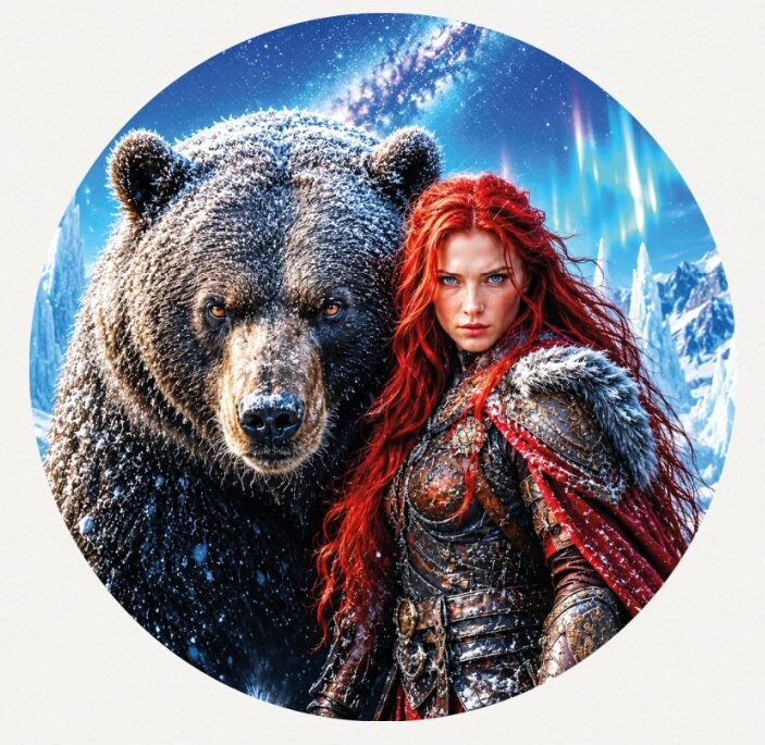 Hayleybug 1/2 oz The Red Huntress Woman Bear silver round w/ COA POP 15