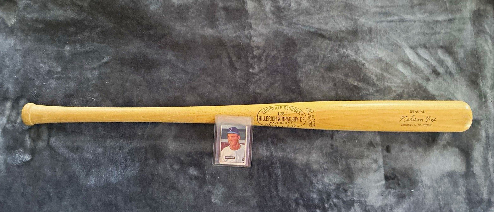 Vintage NELSON NELLIE FOX Louisville Slugger bat PLUS 1951 Bowman ROOKIE card