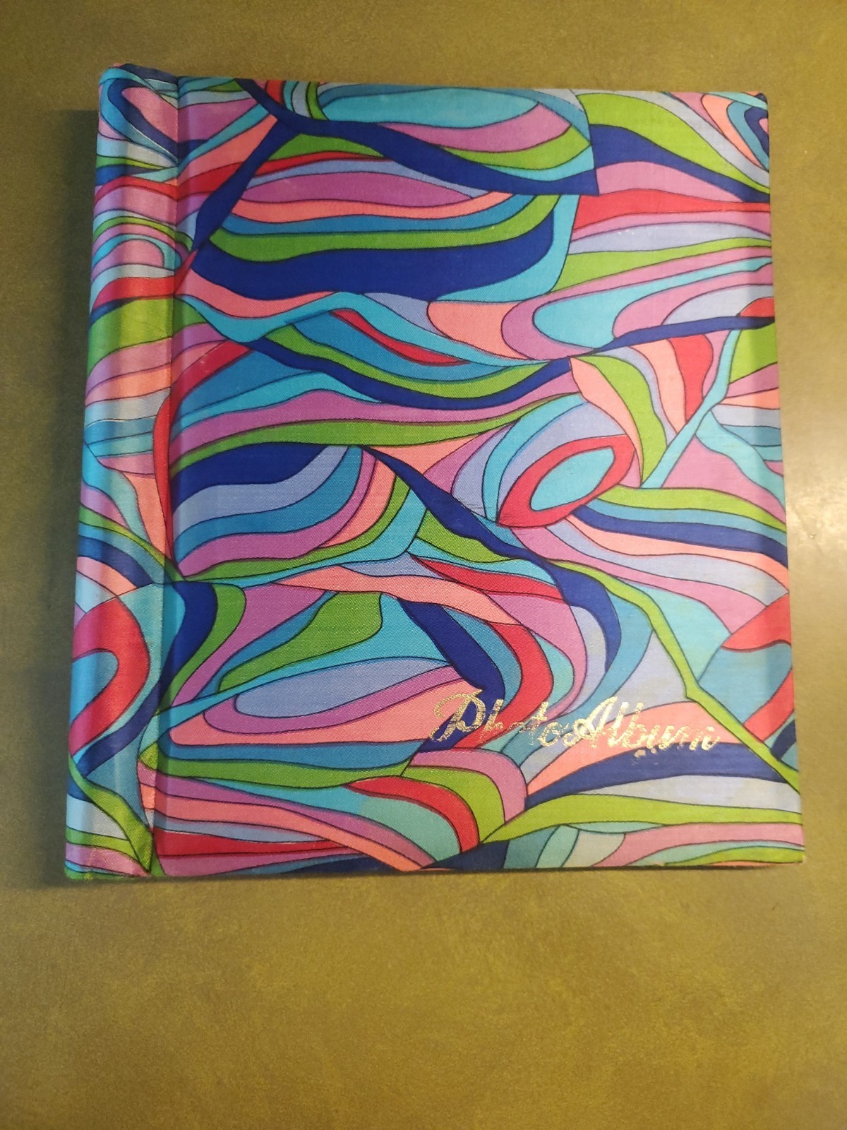  Vtg Mid Century Psychedelic Photo Album Book Satin Cover Floral Made In JAPAN