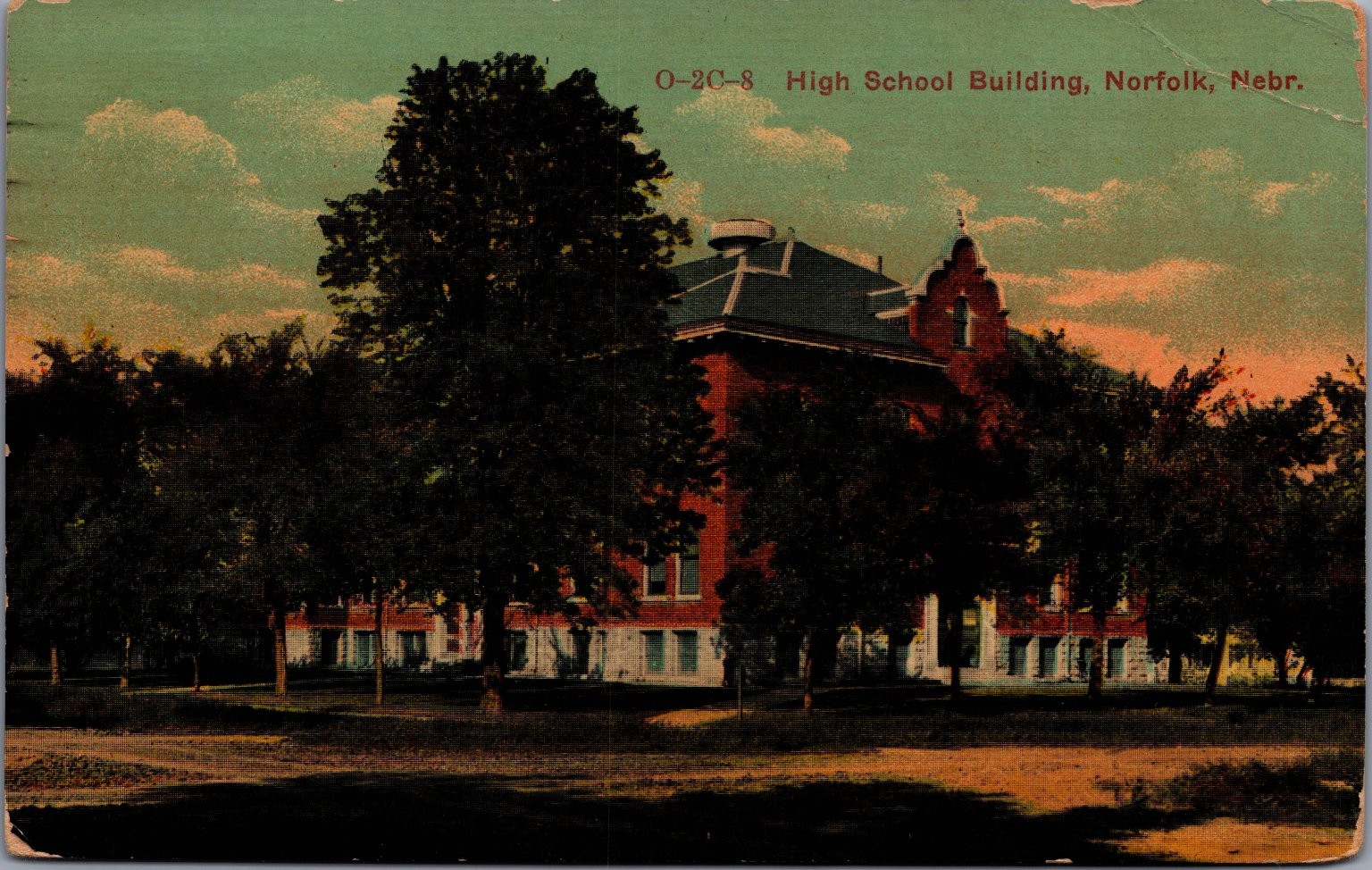 Norfolk, NE High School Building Postcard c1918 - Divided Back