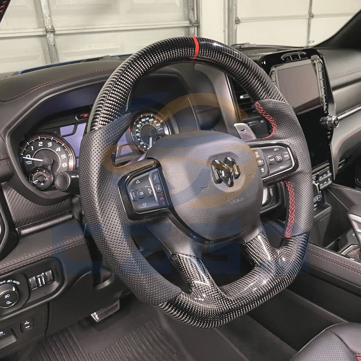 Real 3K Carbon Fiber Heated Leather Steering Wheel Fit Dodge Ram TRX 2019+