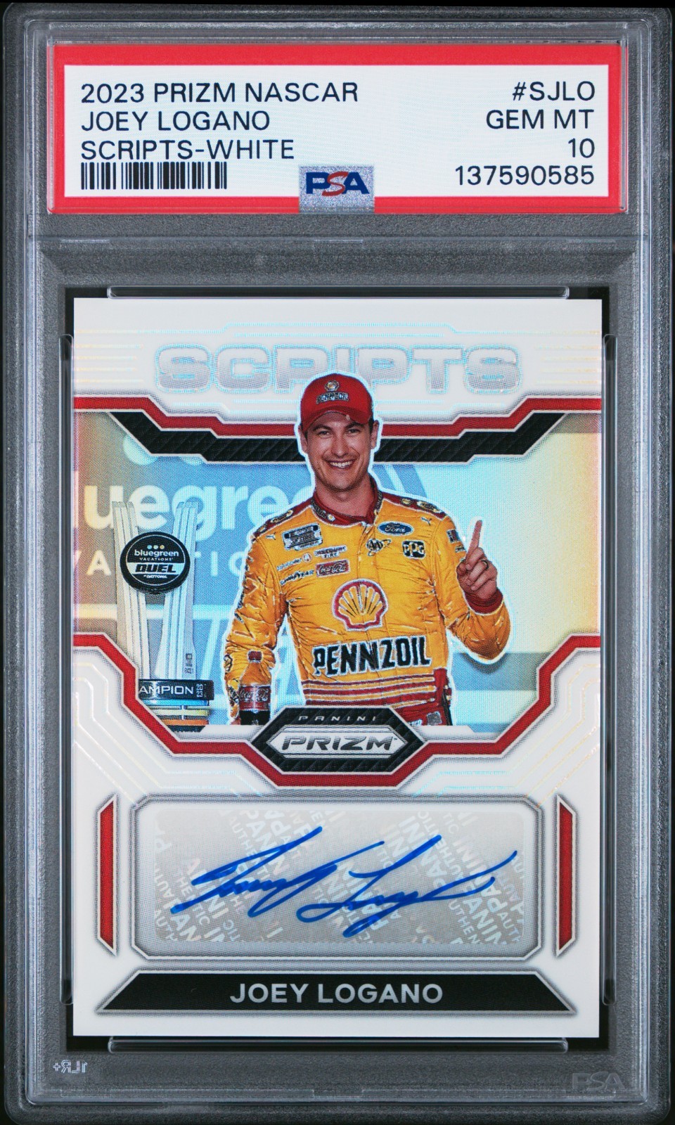 2023 Prizm Nascar Joey Logano Scripts White 3/5 PSA 10 Auto POP 1 2023 Prizm Nascar Joey Logano Scripts White 3/5 PSA 10 Auto POP 1
