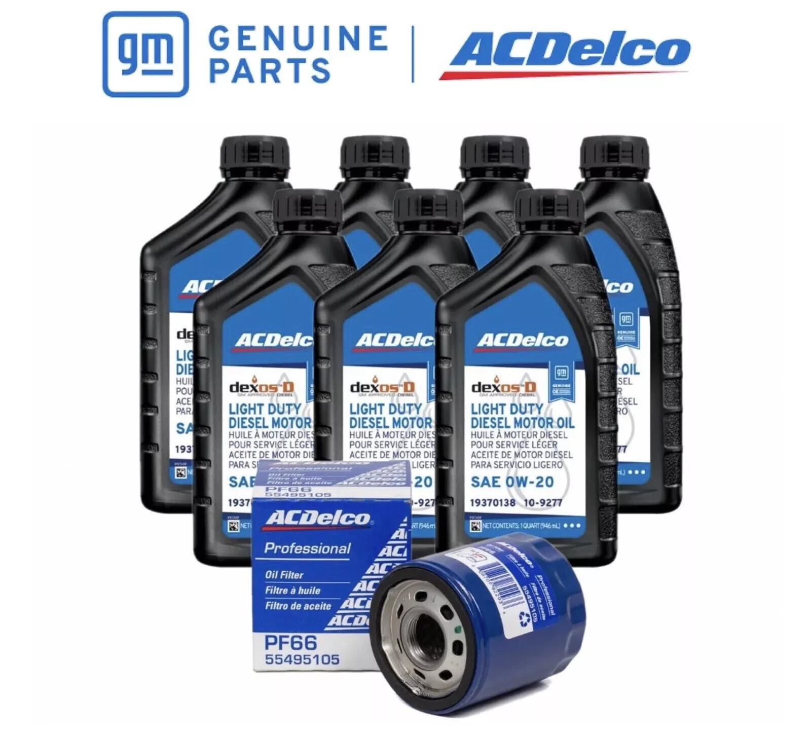 7x ACDelco Dexos D 0w-20 & PF66 Oil Filter for Duramax 3.0L Diesel 7x ACDelco Dexos D 0w-20 & PF66 Oil Filter for Duramax 3.0L Diesel