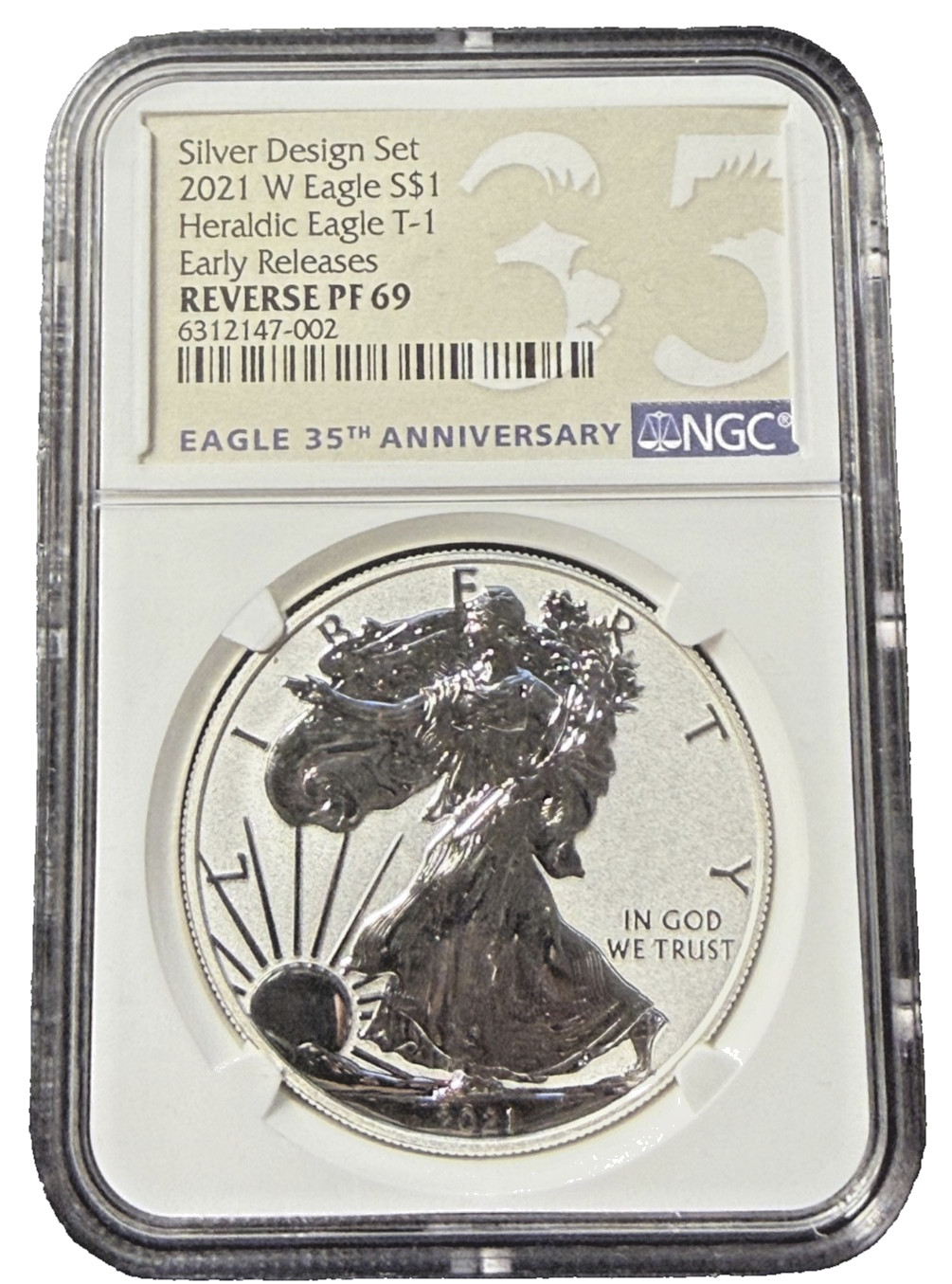 2021-W $1 1-oz T-1 Reverse Proof American Silver Eagle NGC PF69 35th Anniversary 2021-W $1 1-oz T-1 Reverse Proof American Silver Eagle NGC PF69 35th Anniversary